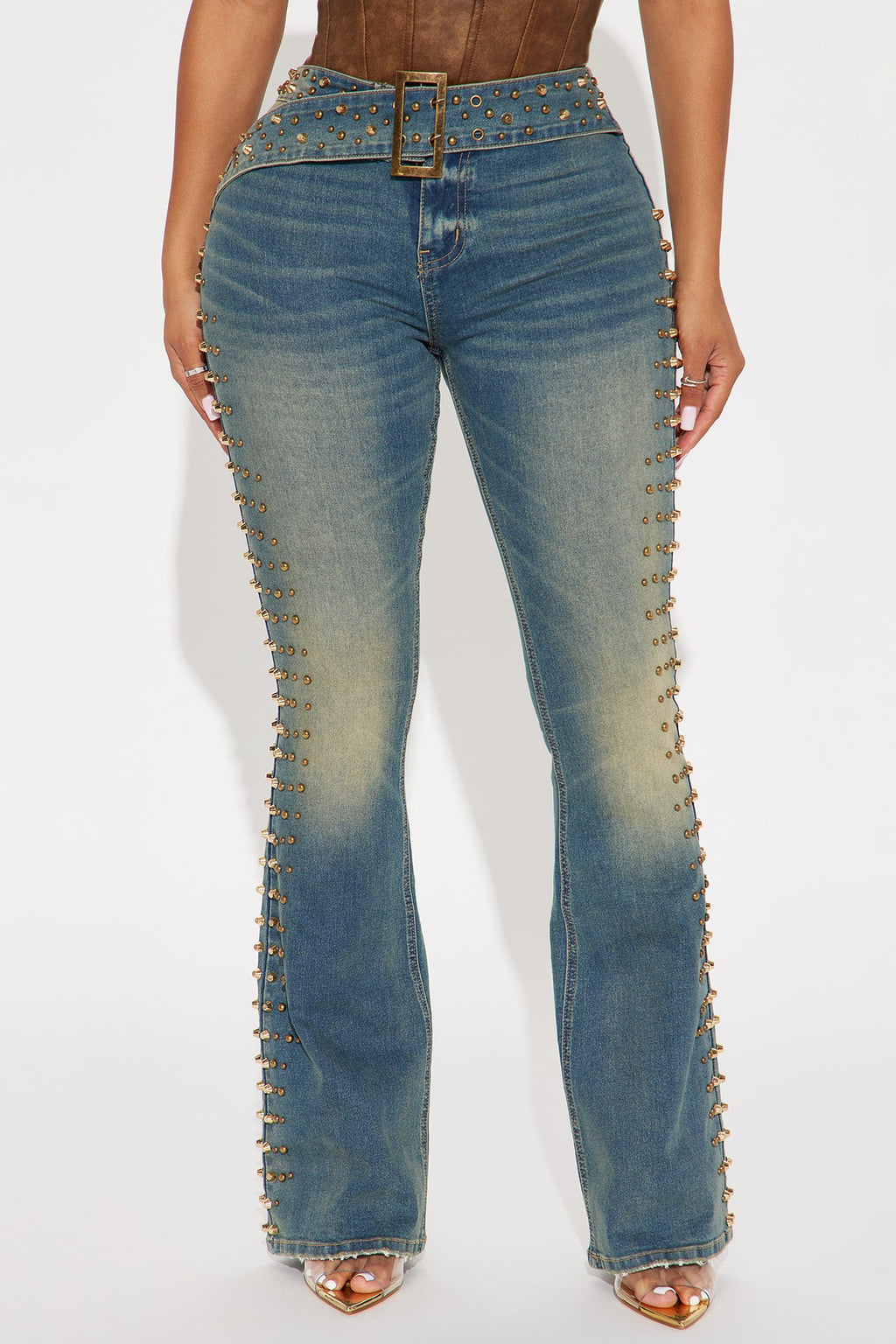 Ayami Embellished Tinted Bootcut Jeans - Vintage Wash