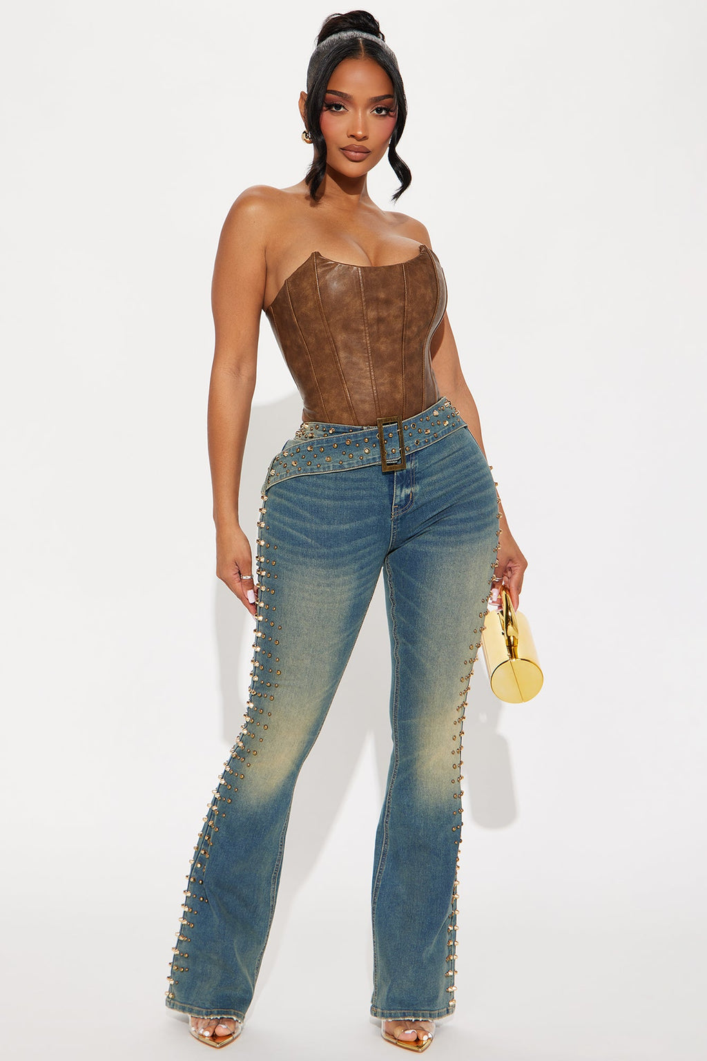 Ayami Embellished Tinted Bootcut Jeans - Vintage Wash