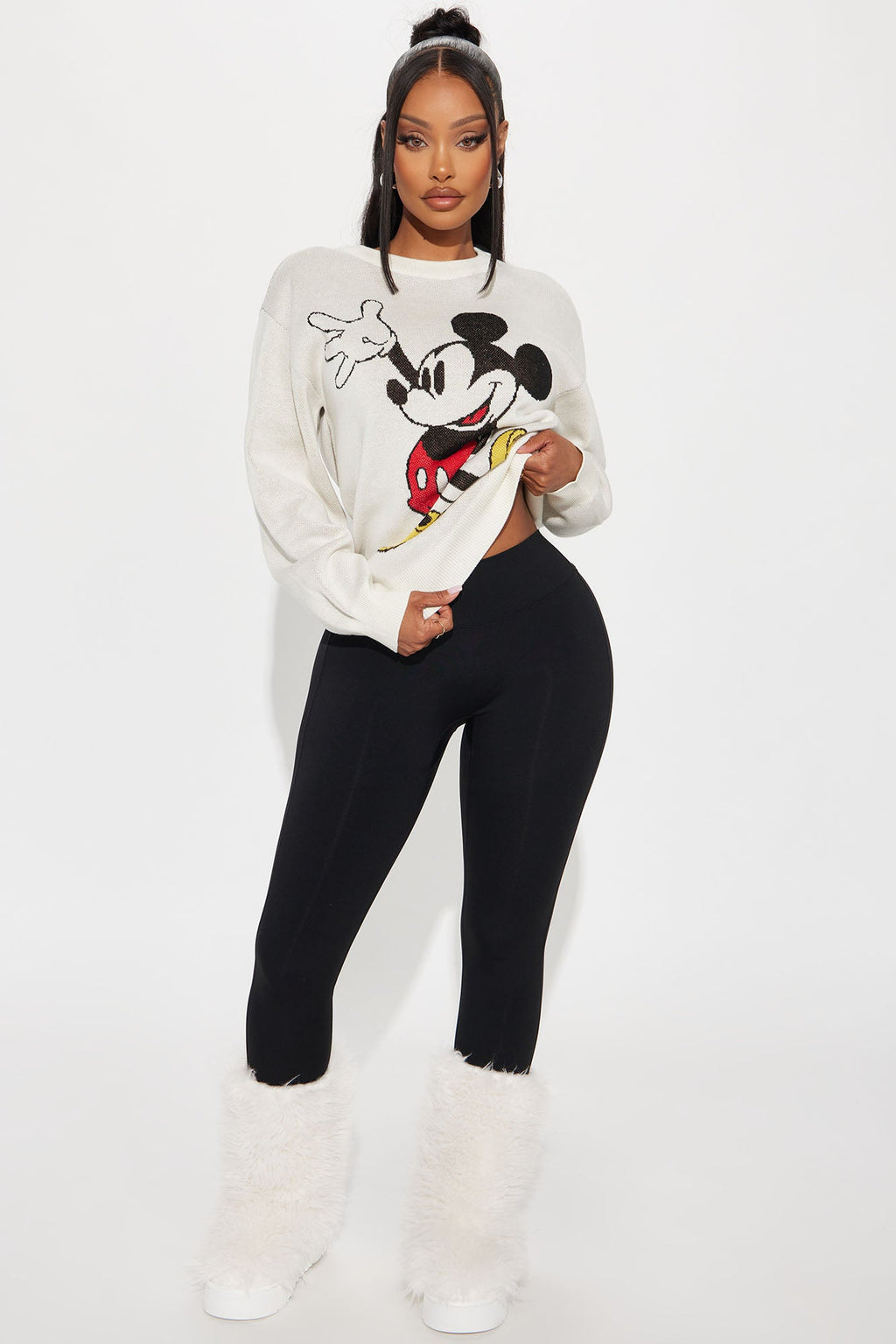 Mickey Mouse Waving Sweater - White/combo