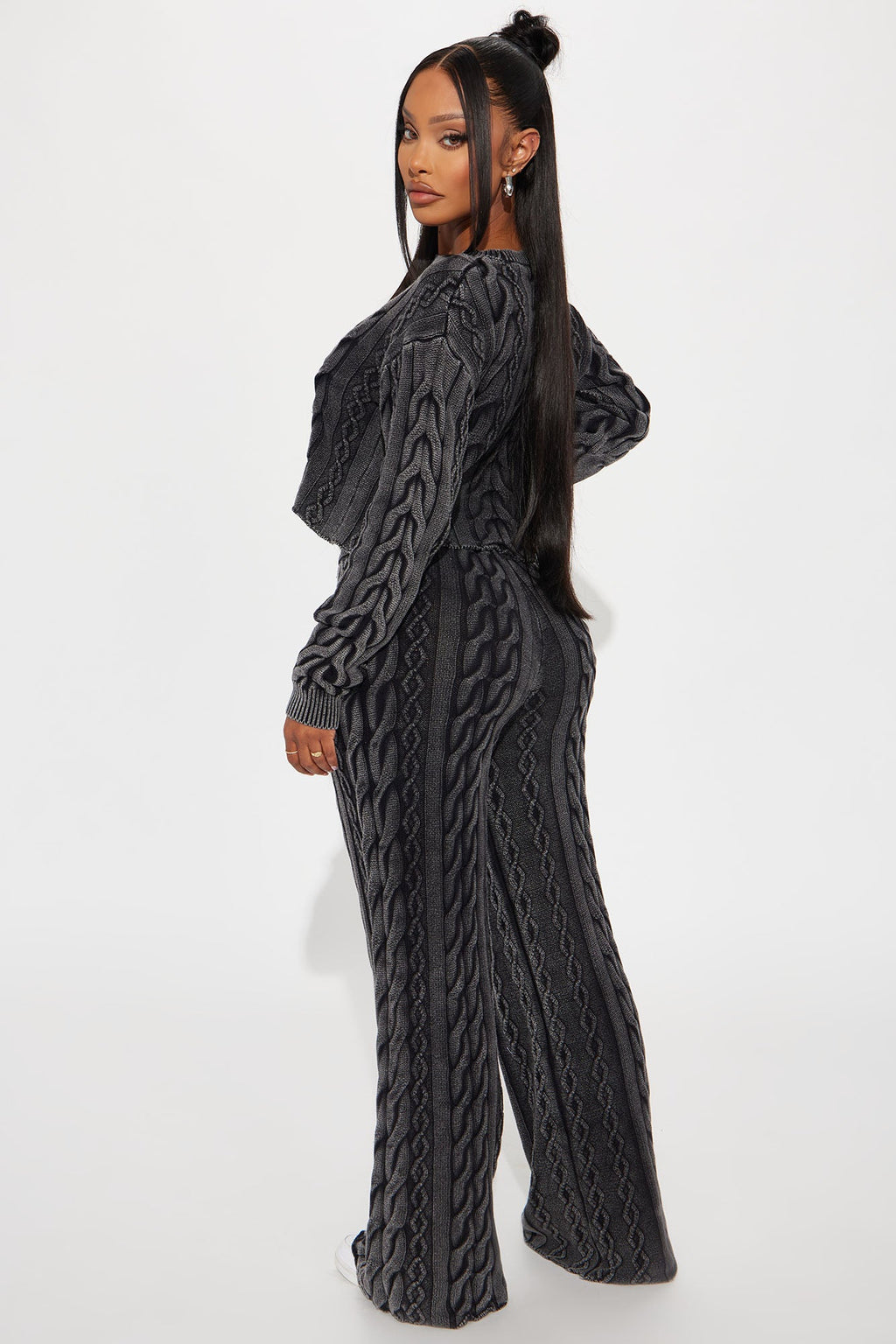 Ineza Mineral Wash Sweater Pant Set - Charcoal