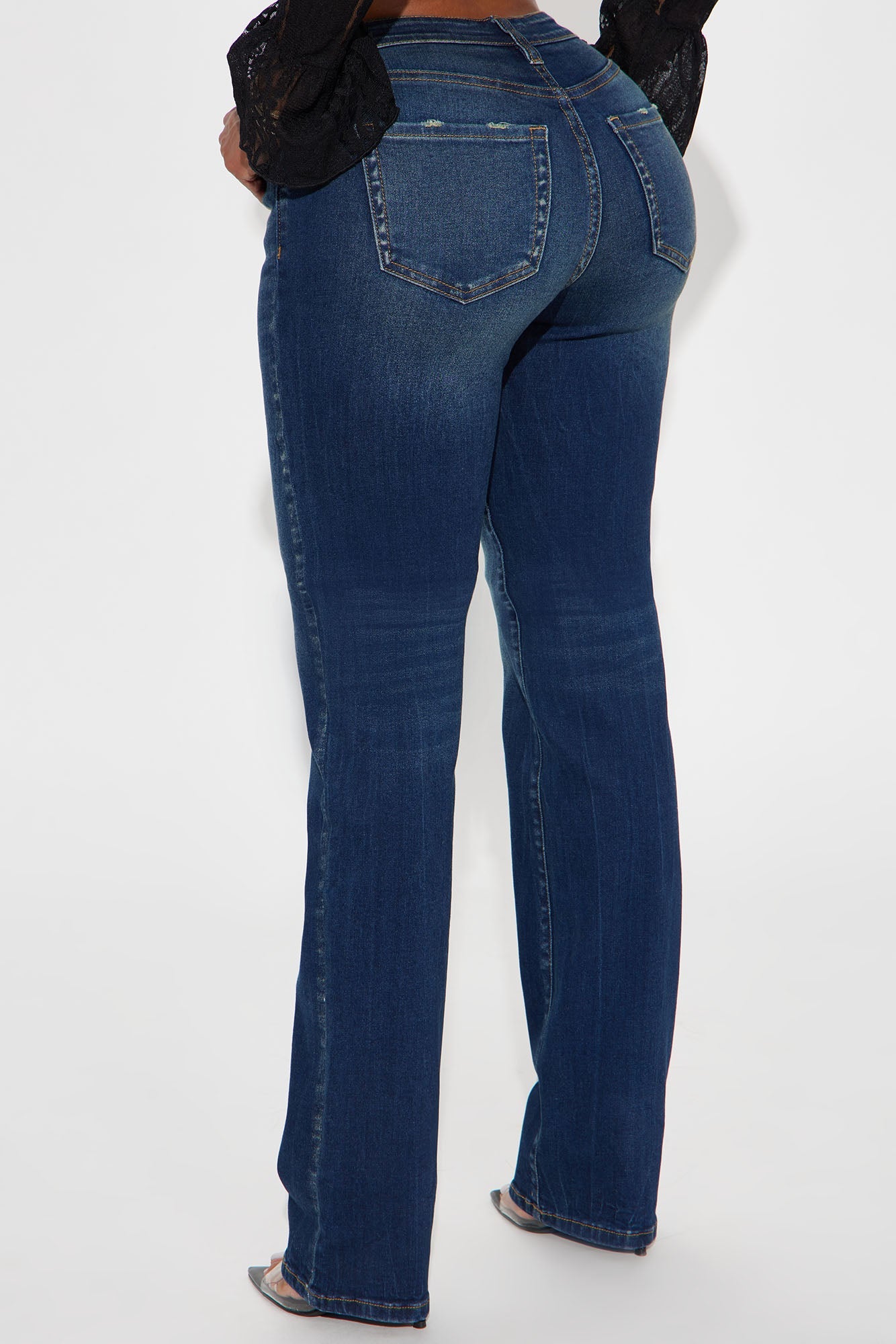 Vanya V-Waistband Stacked Straight Leg Jeans - Dark Wash