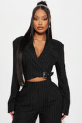 Breakeven Pinstripe Blazer - Black