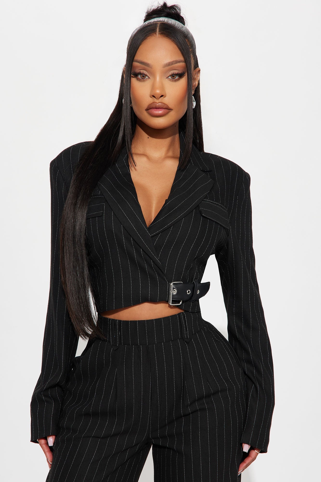 Breakeven Pinstripe Blazer - Black