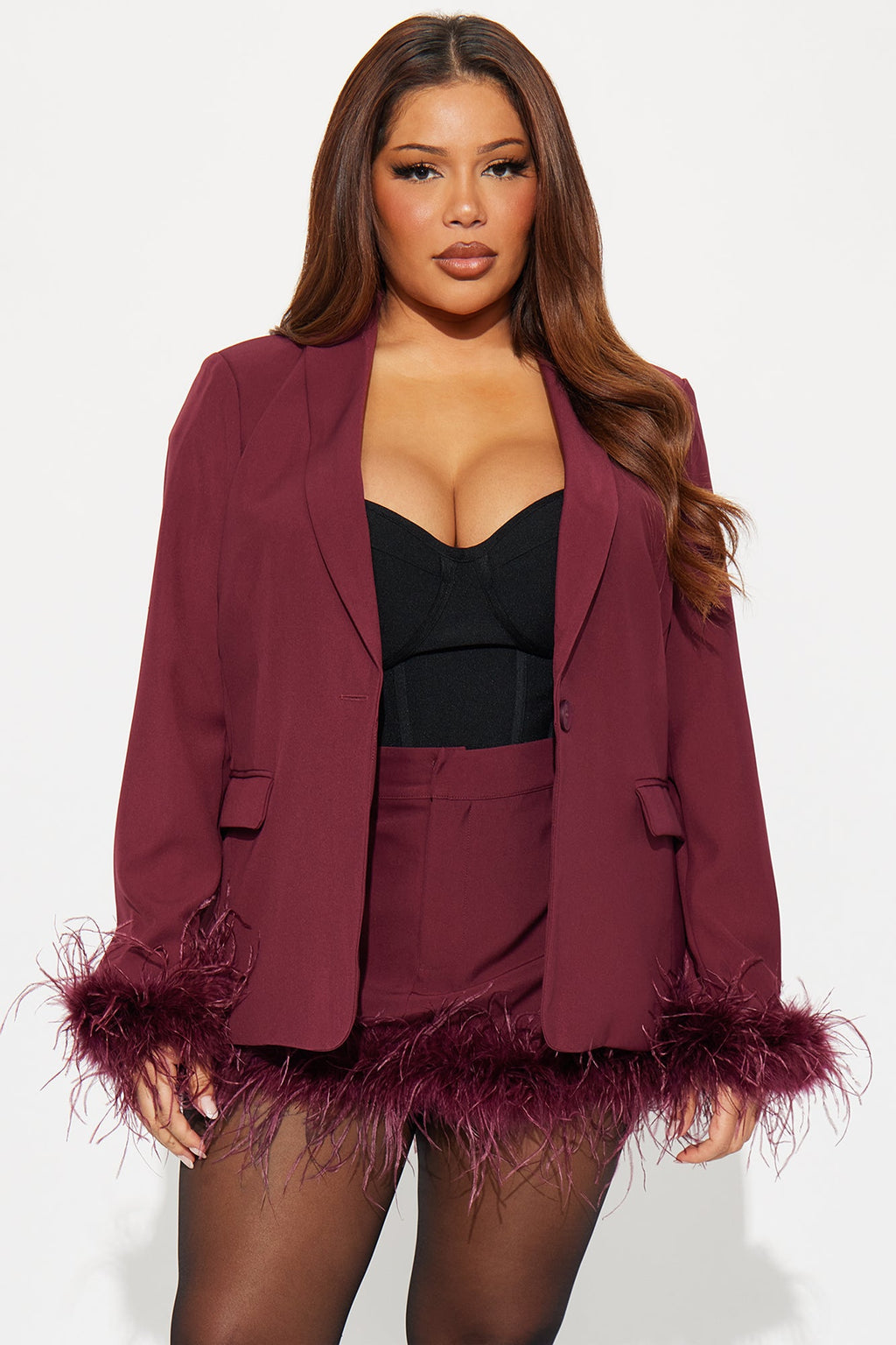 Mariah Fitted Blazer - Burgundy