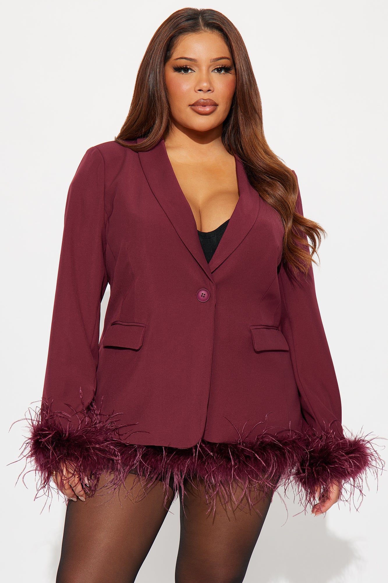Mariah Fitted Blazer - Burgundy