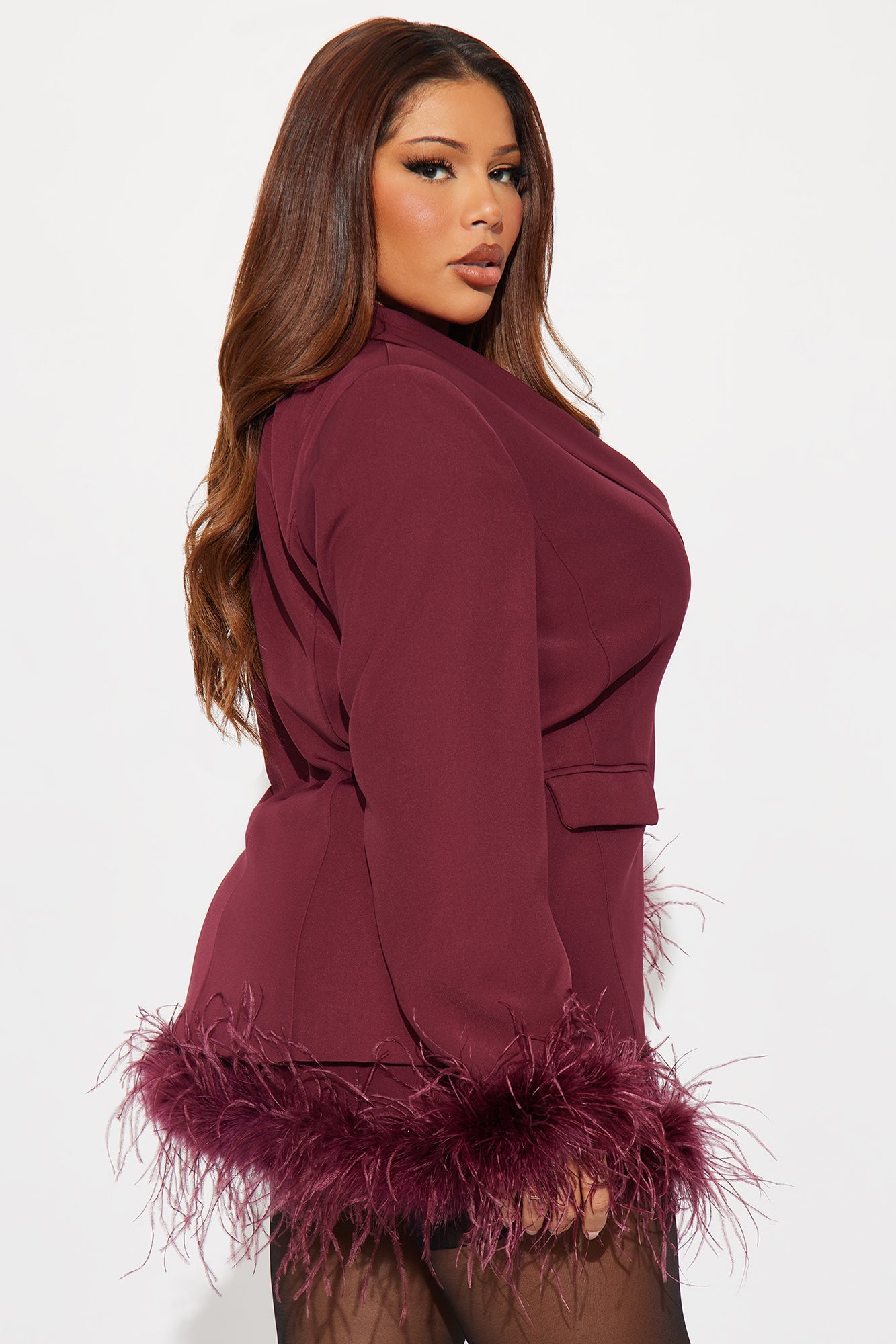 Mariah Fitted Blazer - Burgundy