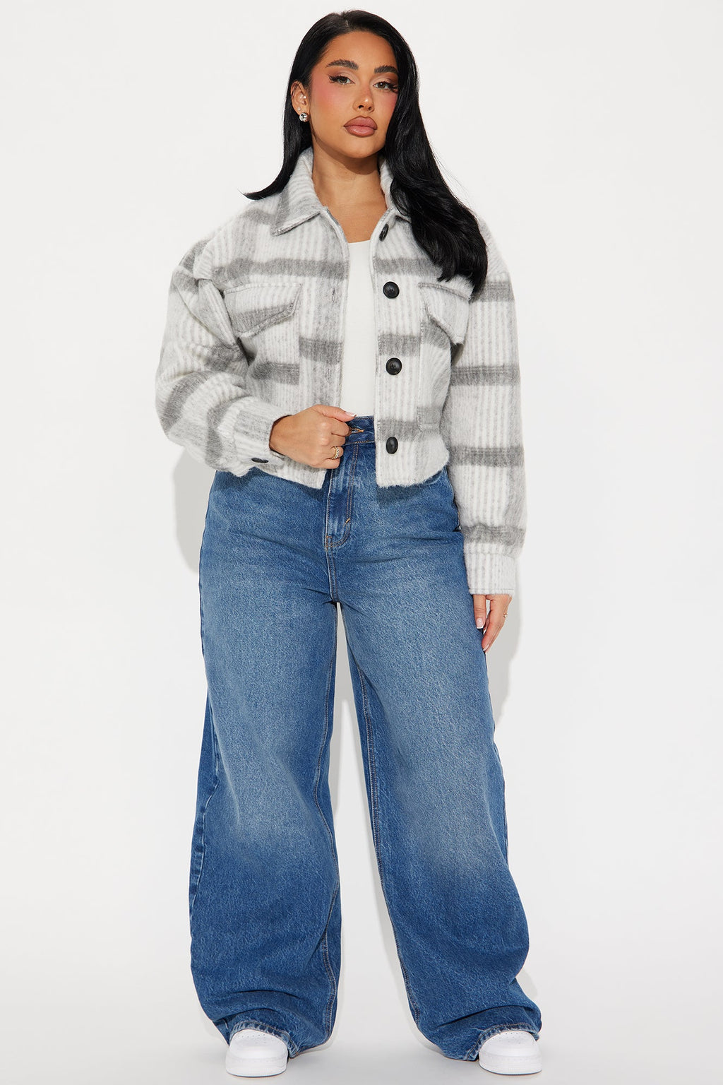 Hannah Wool Shacket - Grey/Black