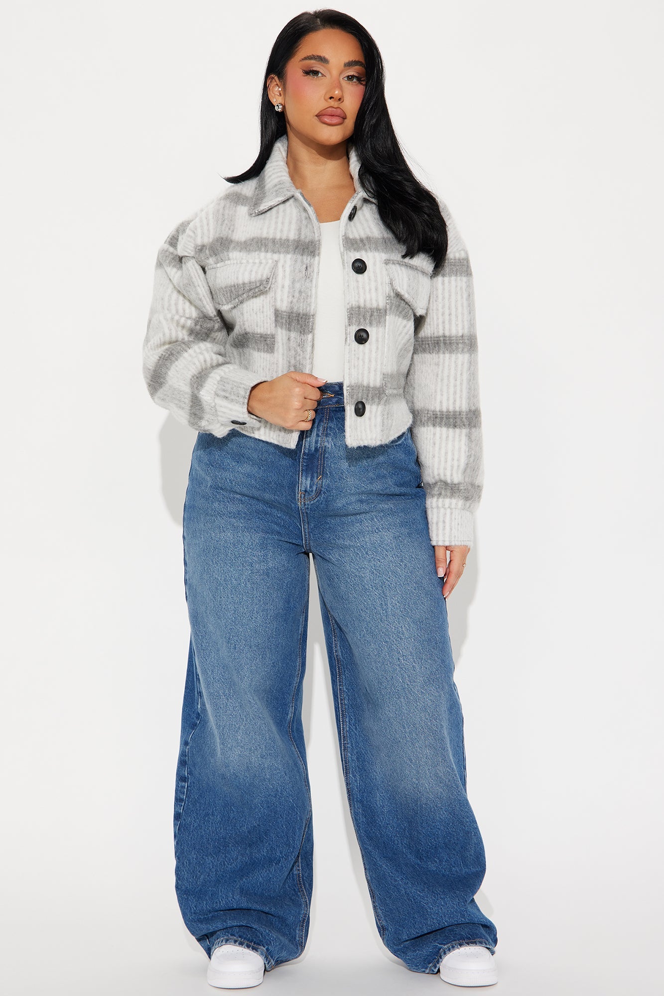 Hannah Wool Shacket - Grey/Black