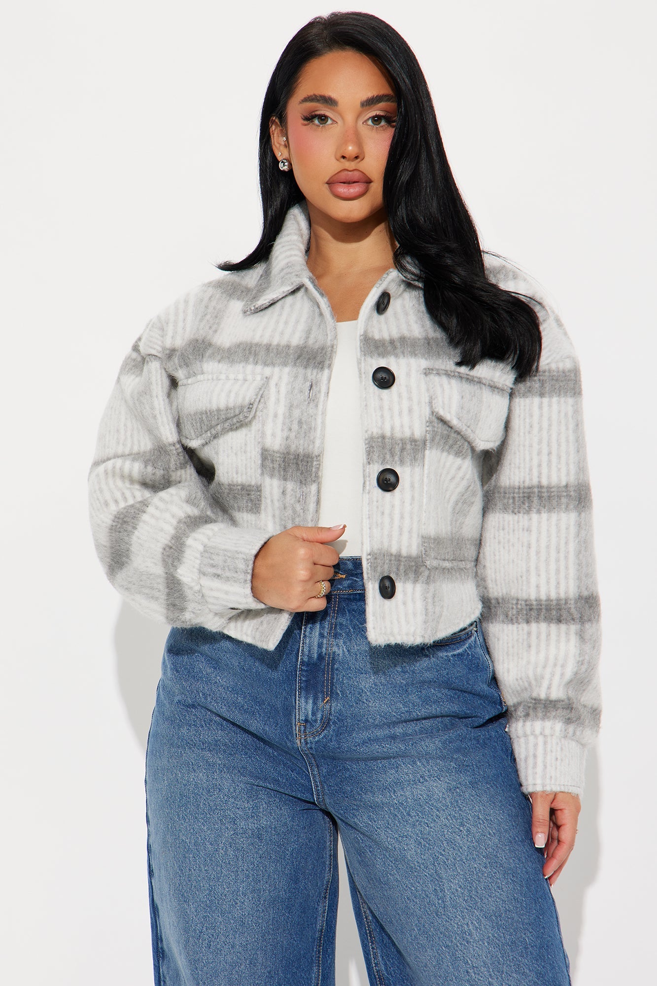 Hannah Wool Shacket - Grey/Black