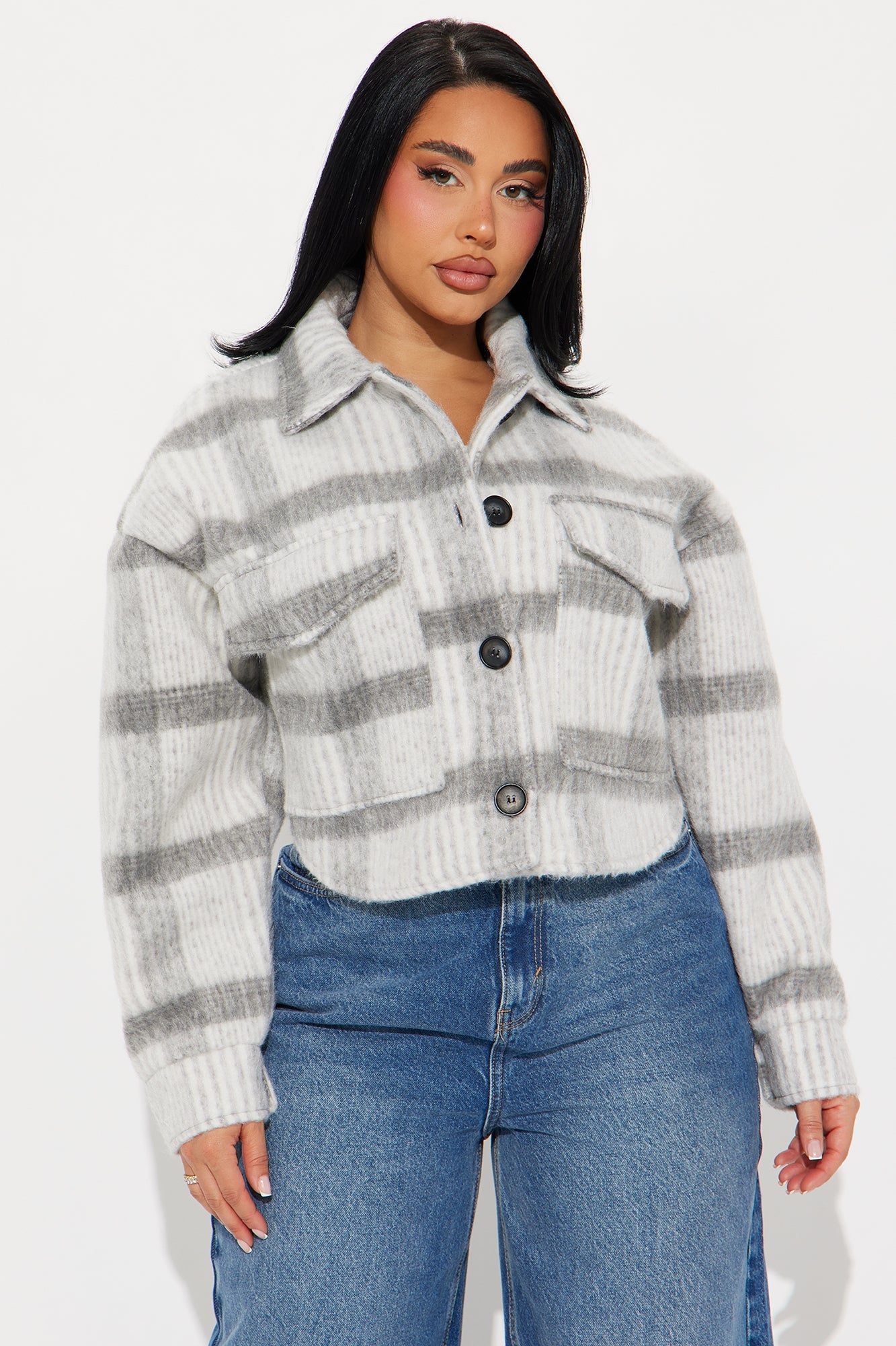 Hannah Wool Shacket - Grey/Black