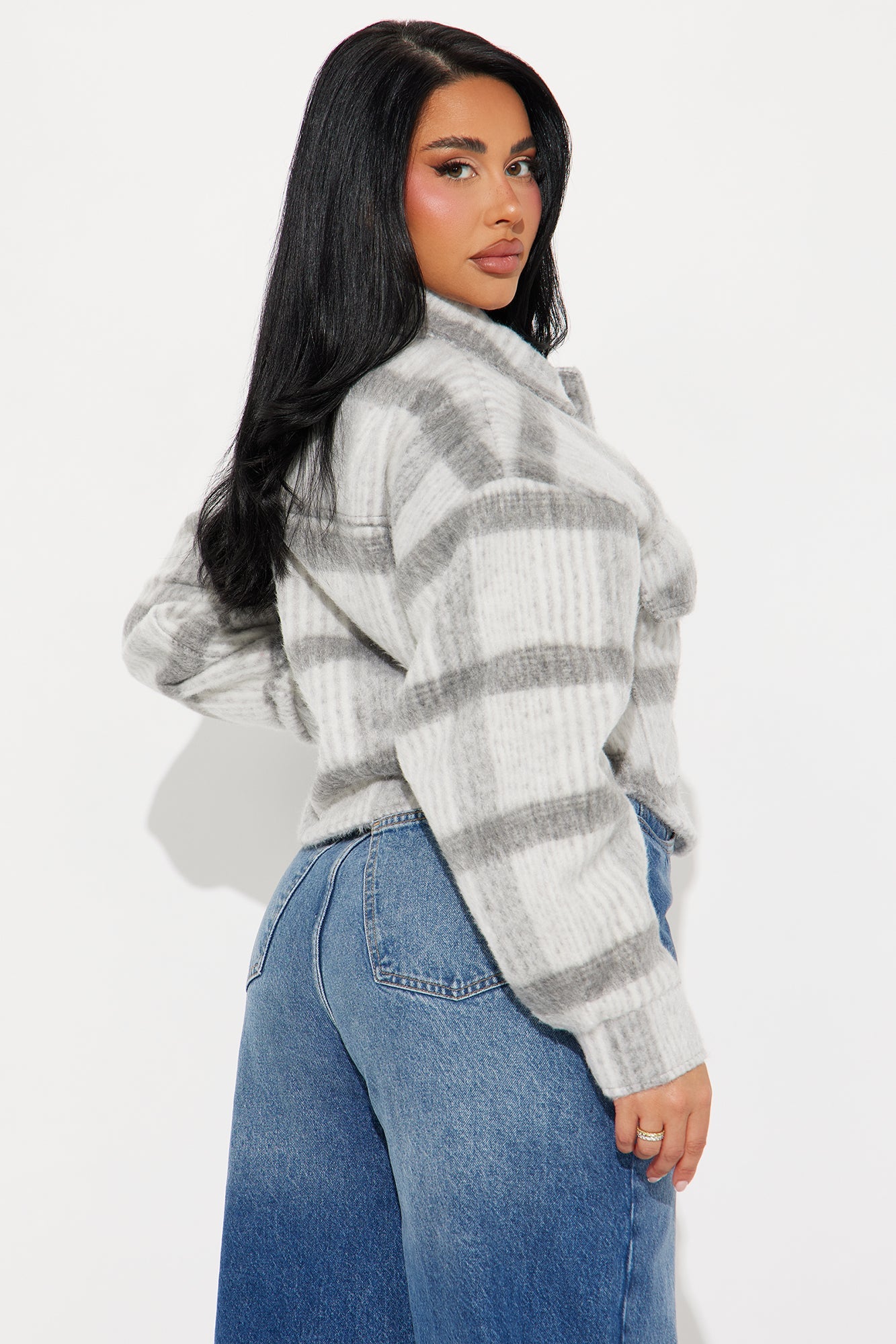 Hannah Wool Shacket - Grey/Black