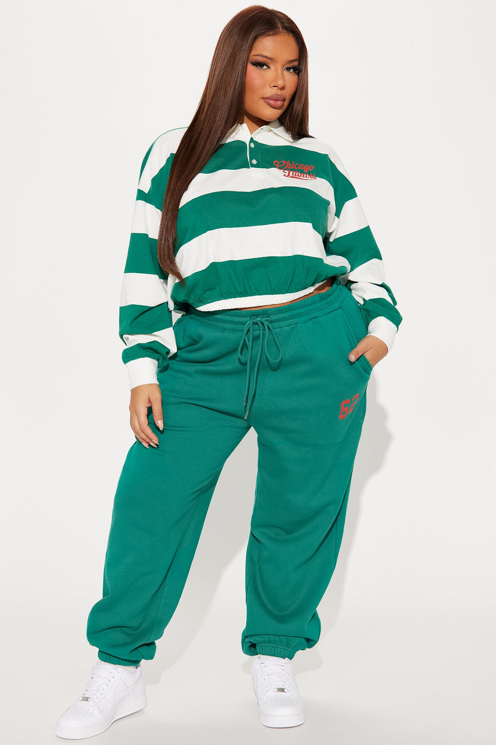 Number 62 Fleece Pant Set - Green/combo