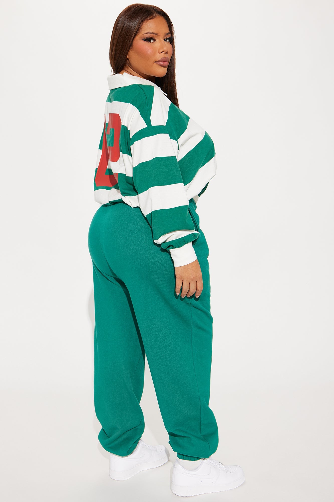 Number 62 Fleece Pant Set - Green/combo