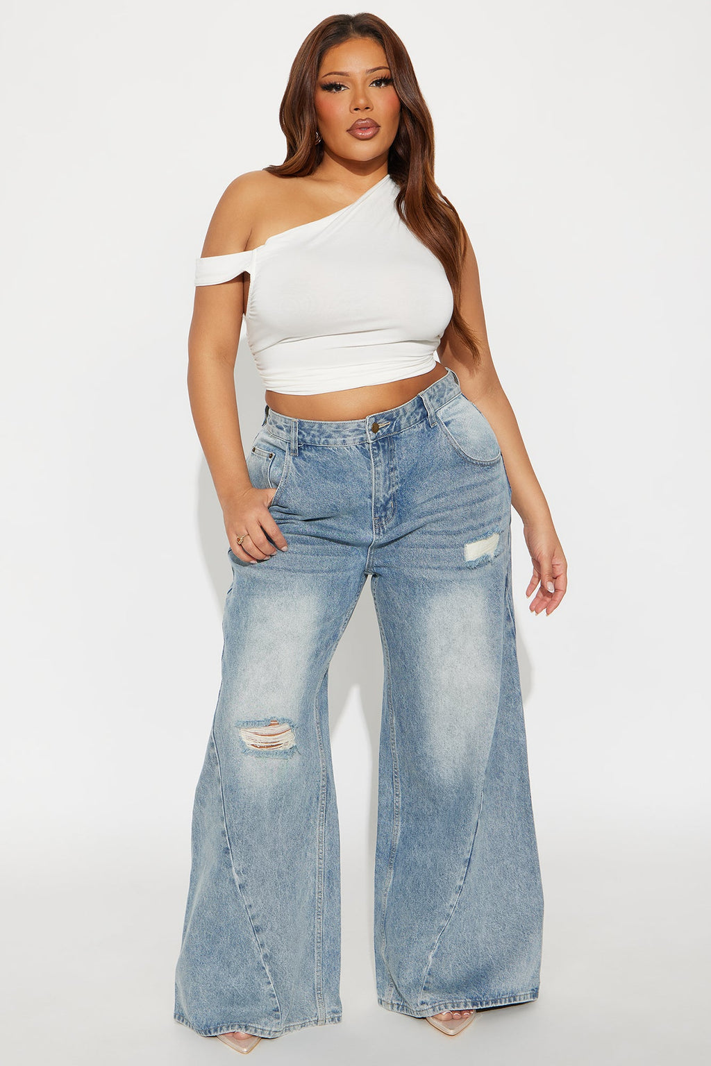Kyrah Non Stretch Wide Leg Jeans - Medium Wash
