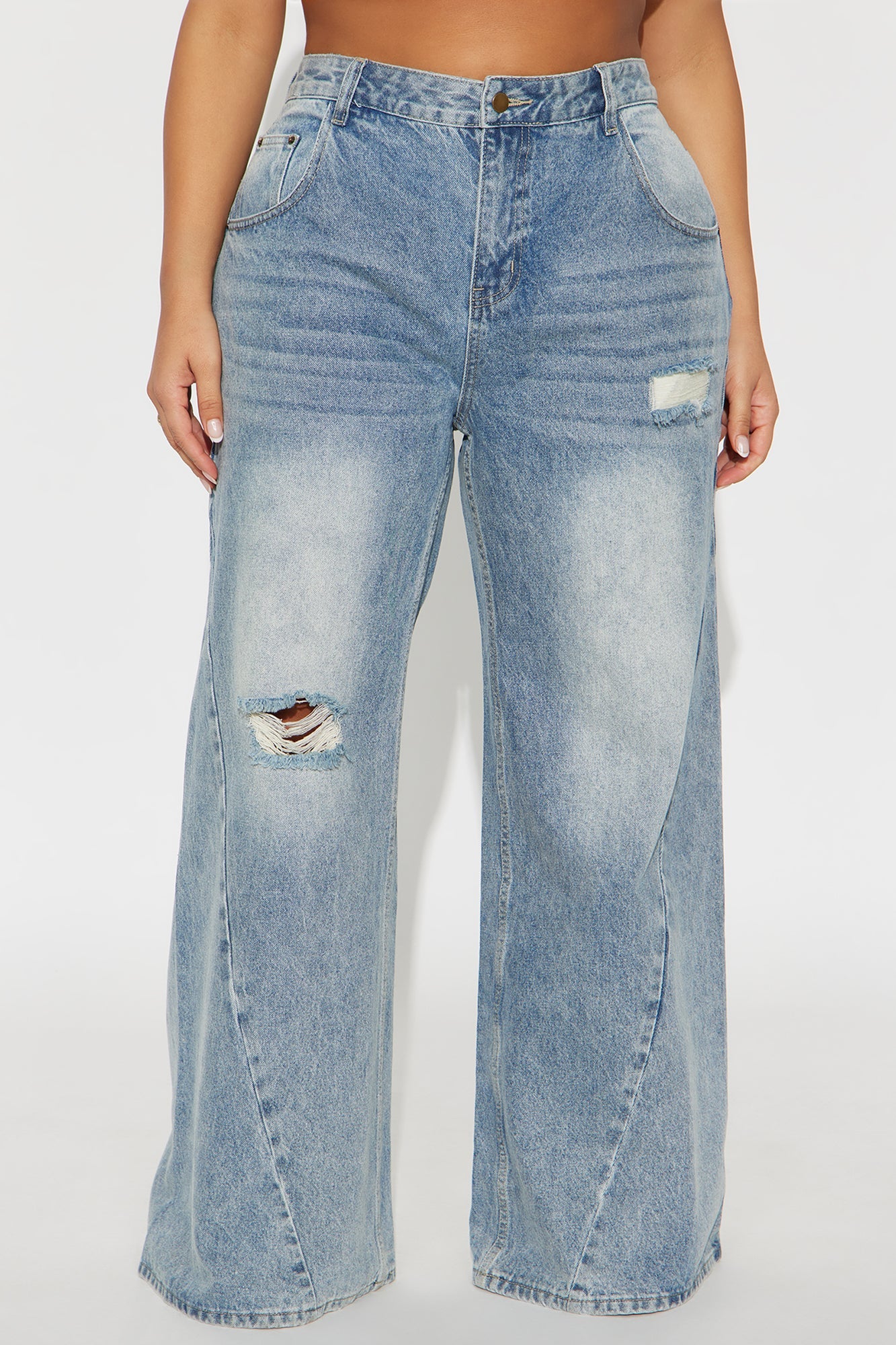 Kyrah Non Stretch Wide Leg Jeans - Medium Wash