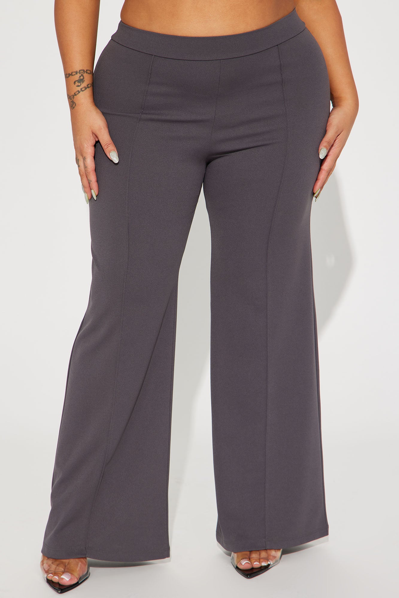 Petite Victoria High Waisted Dress Pants - Charcoal