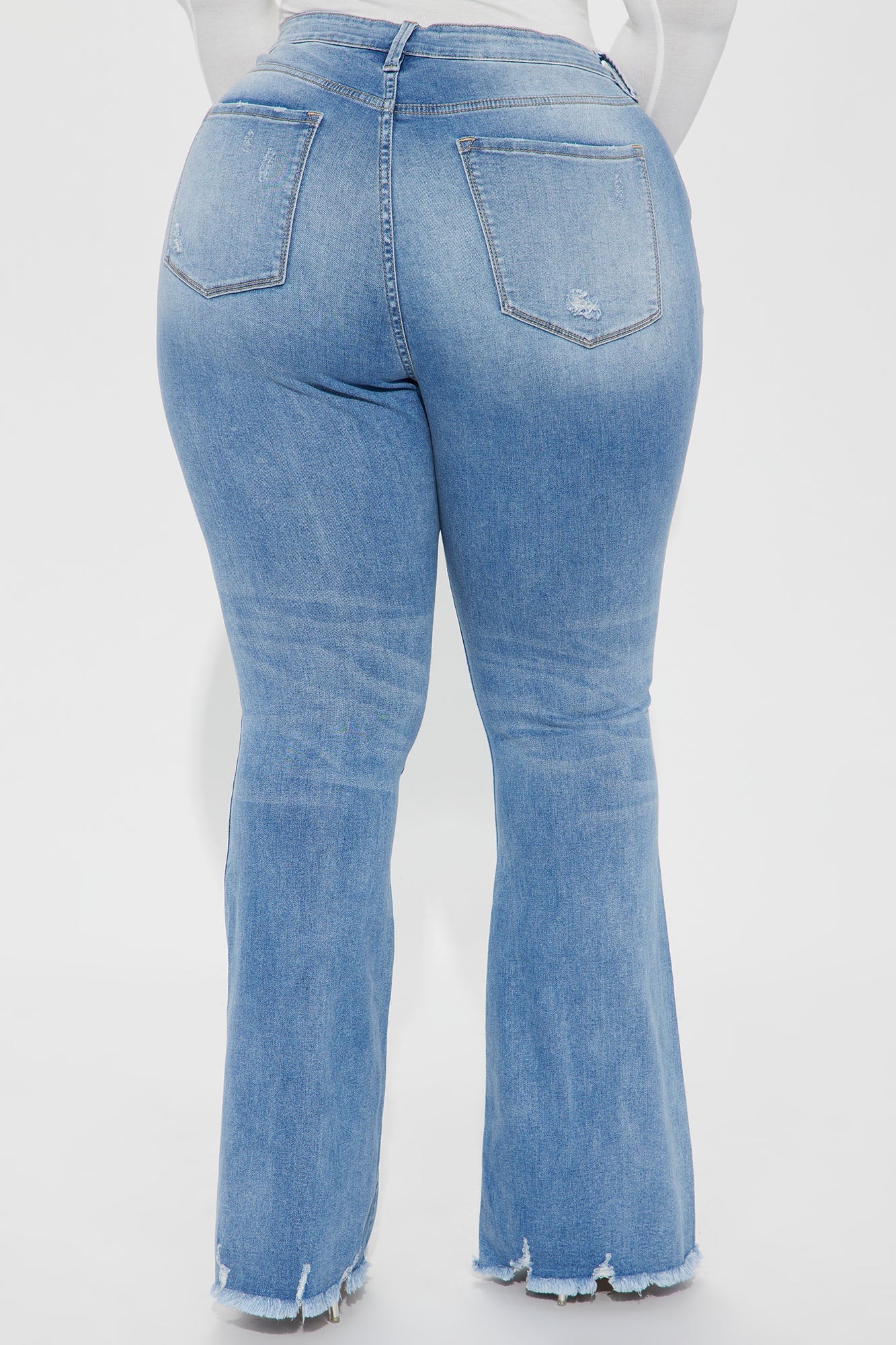 Wandered Off Stretch Ripped Flare Jeans - Light Wash