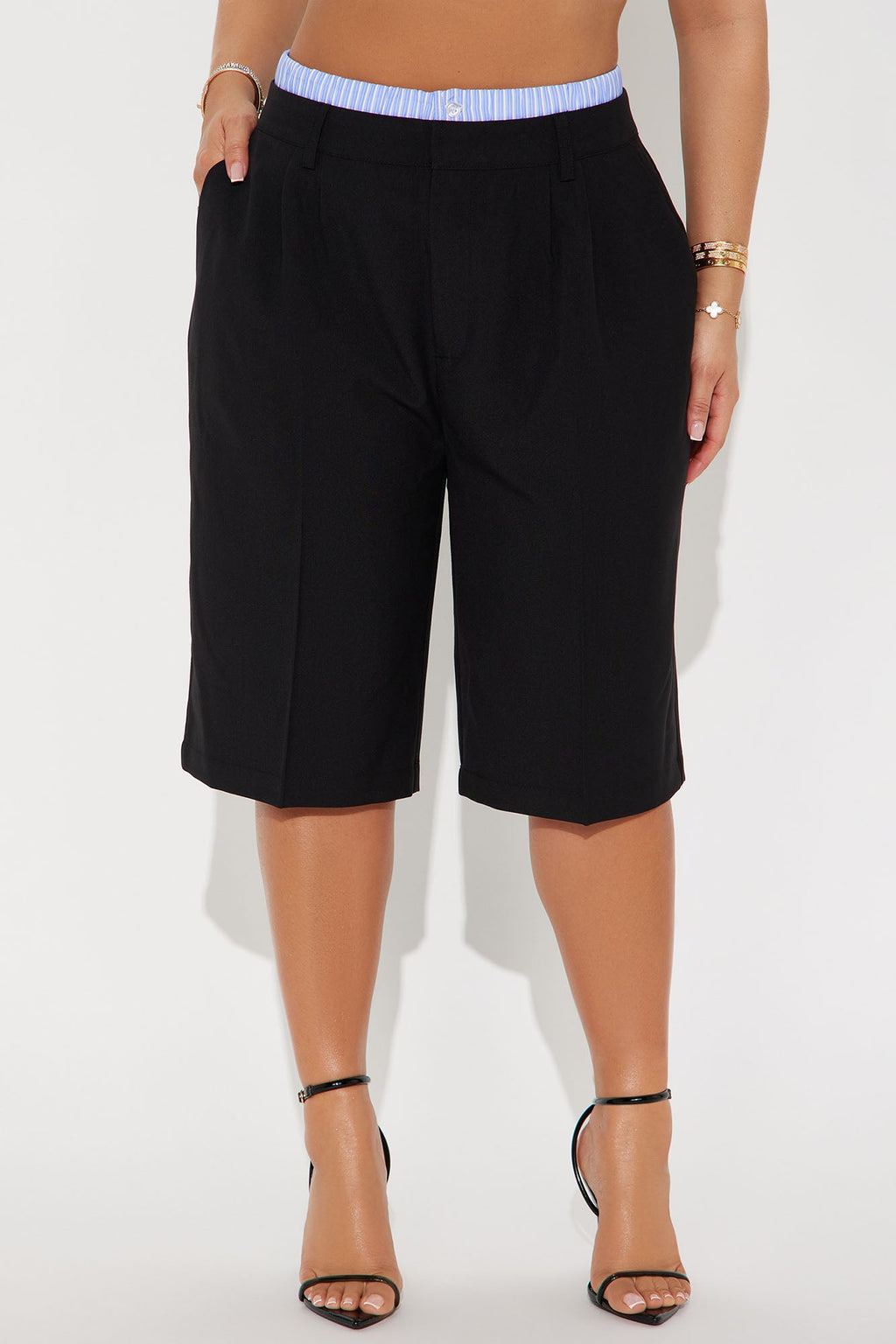 Iliana Double Waistband Bermuda Trouser Short - Black