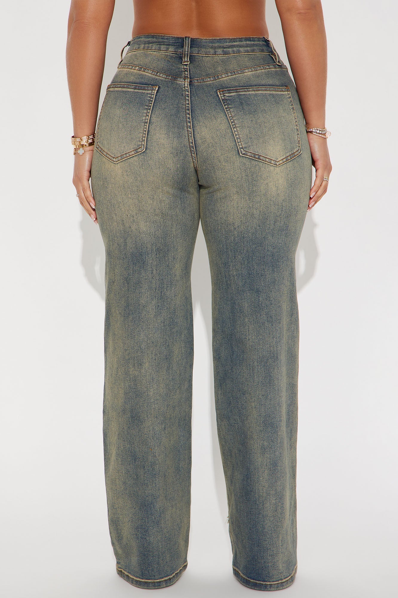 Sara Star Stretch Tinted Straight Leg Jeans - Vintage Wash