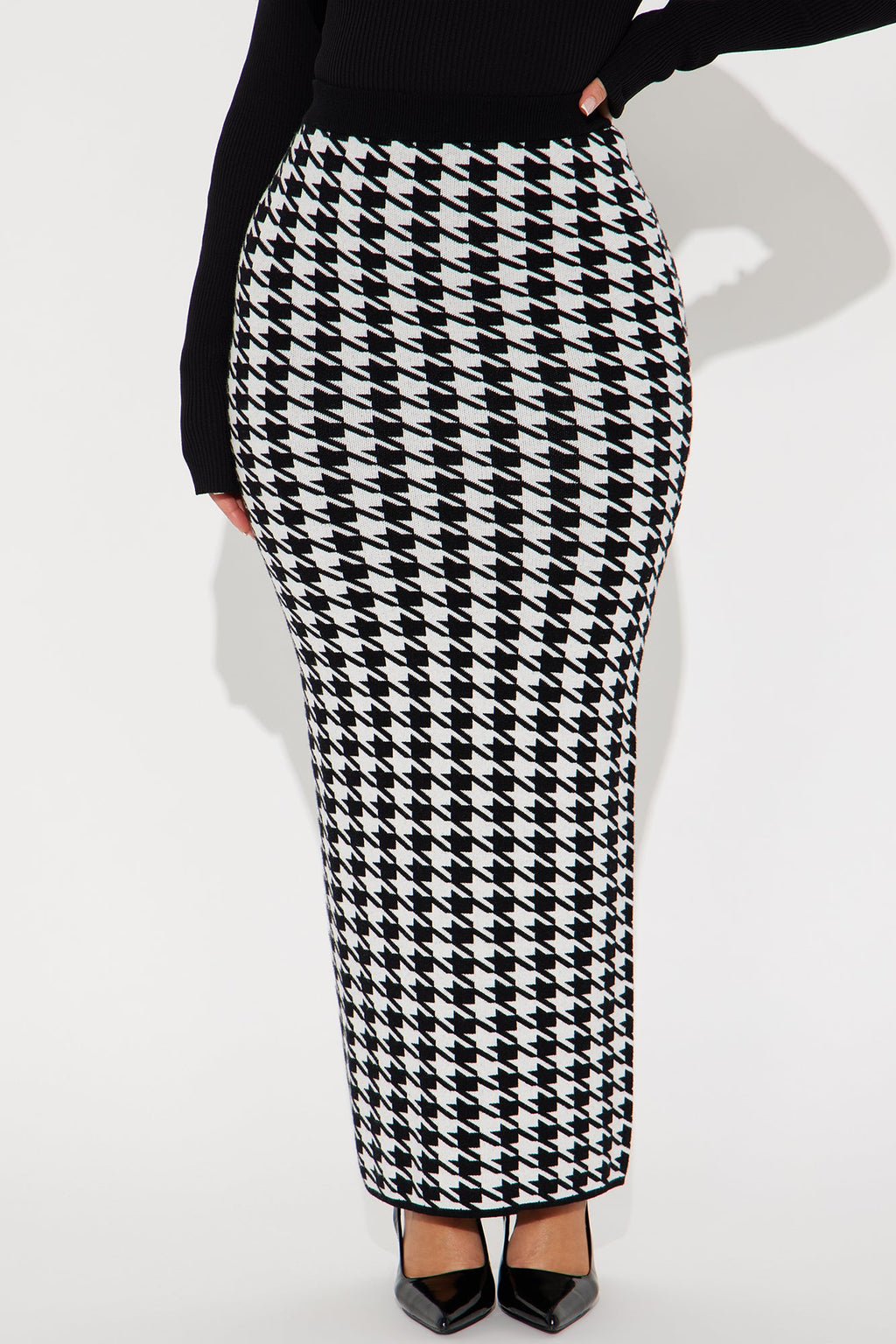 Mariana Sweater Knit Maxi Skirt - Black/White