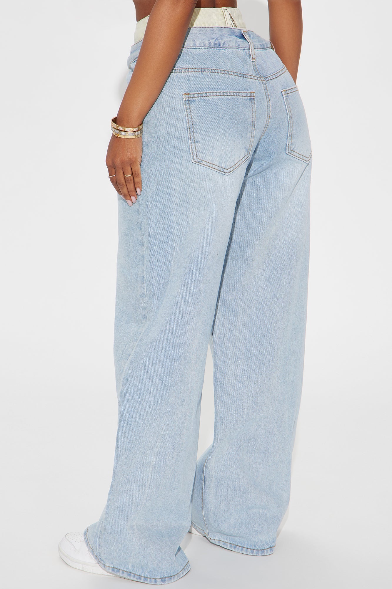 Gone Viral Double Waistband Baggy Jeans - Light Wash