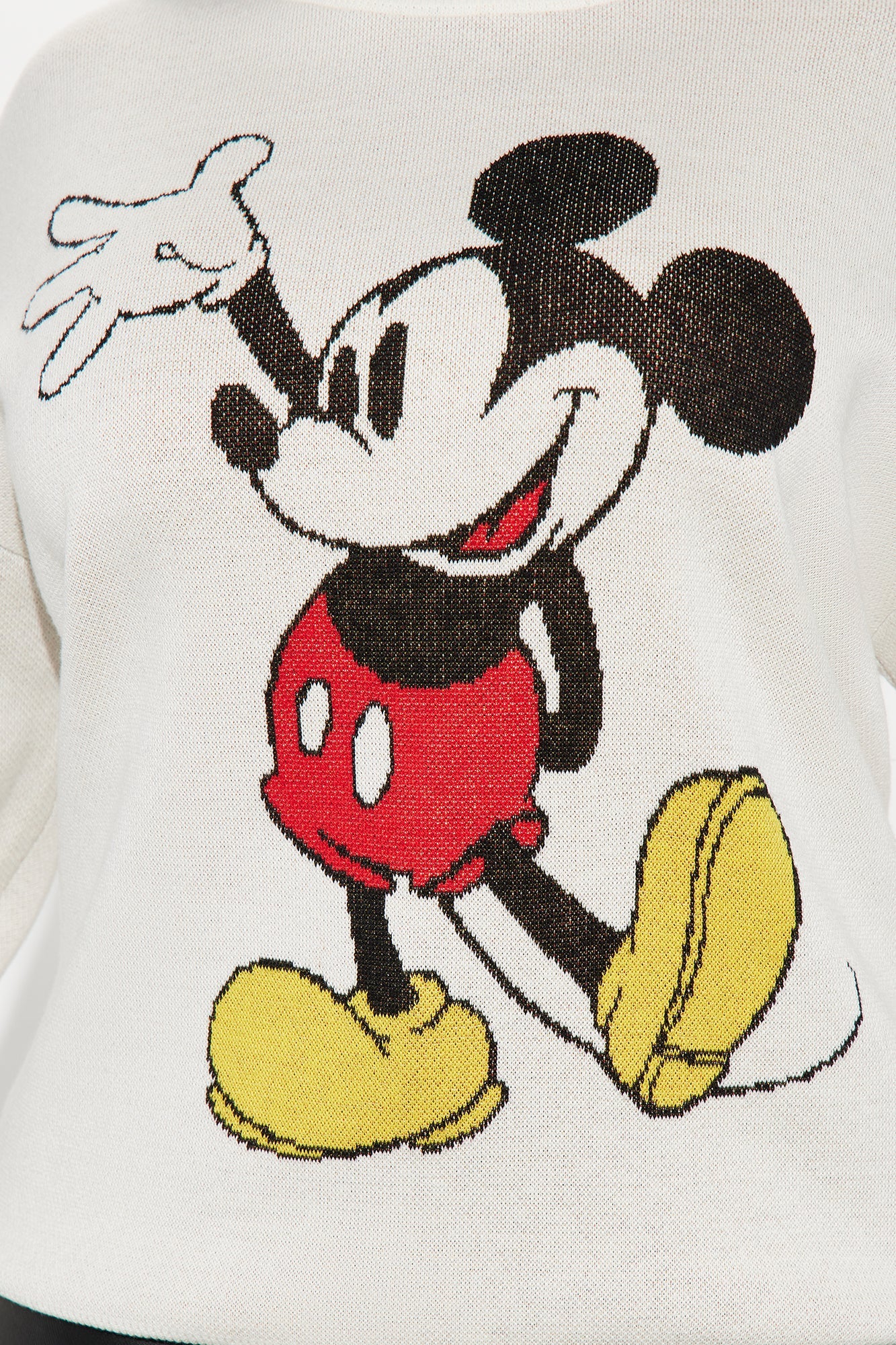 Mickey Mouse Waving Sweater - White/combo