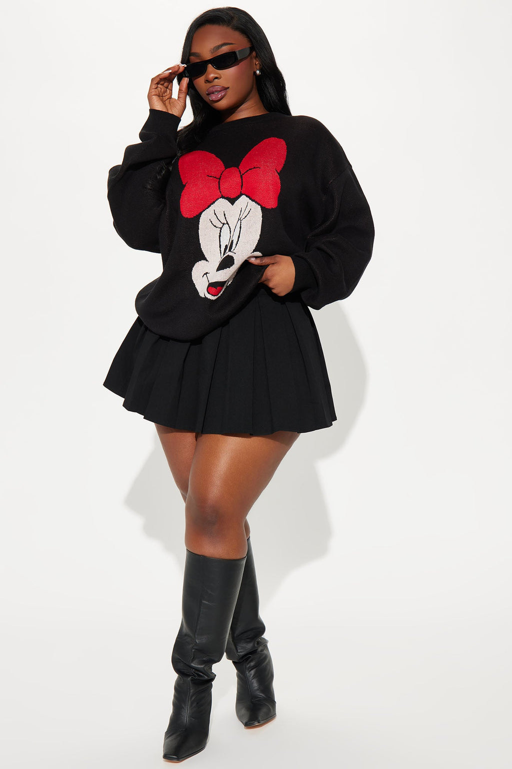 Minnie Mouse Wink Sweater - Black/combo