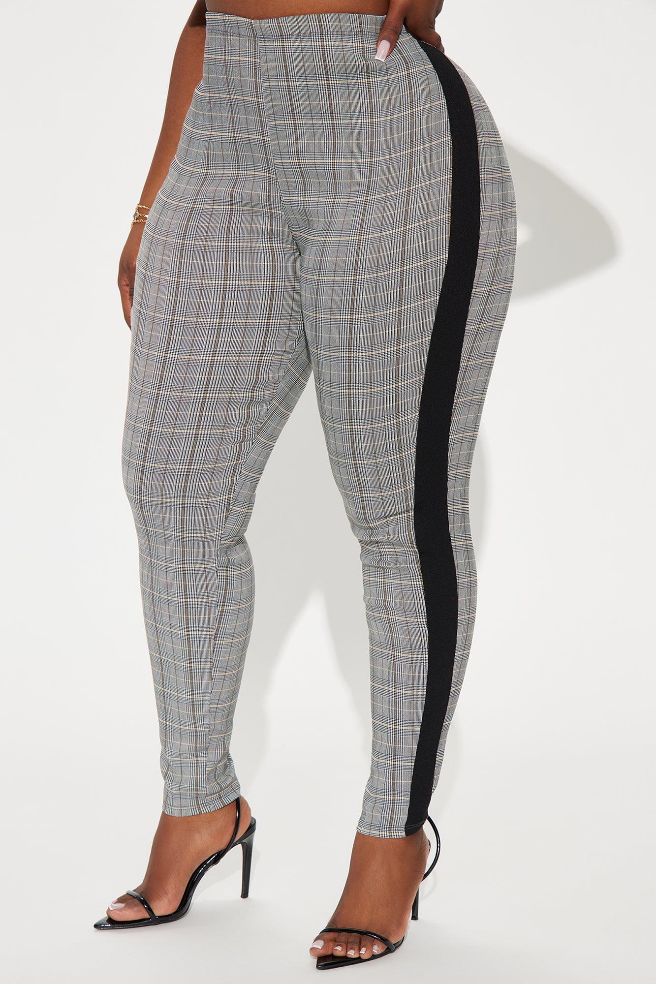 Fully Booked Striped Plaid Legging - Grey/combo