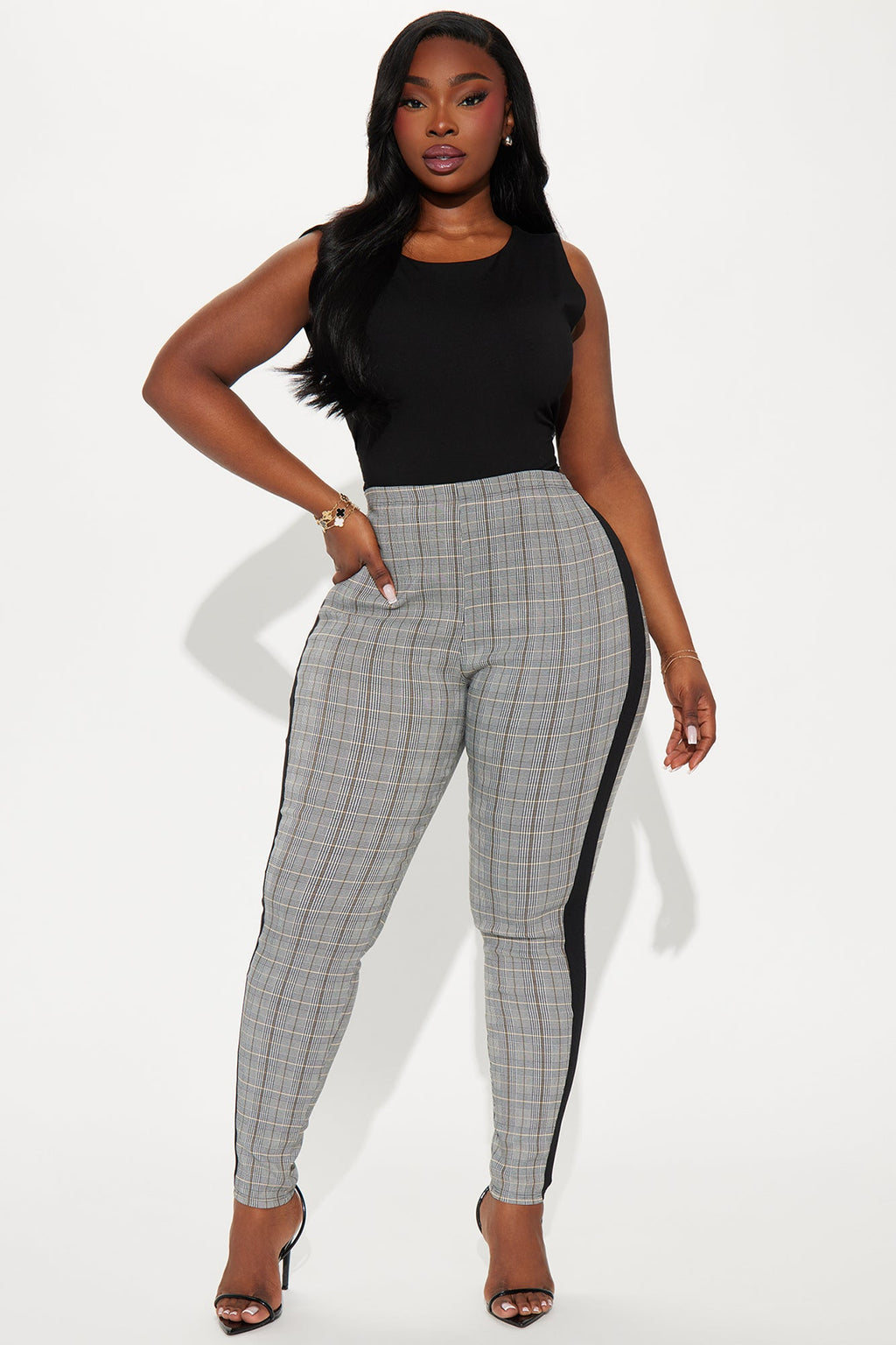 Fully Booked Striped Plaid Legging - Grey/combo