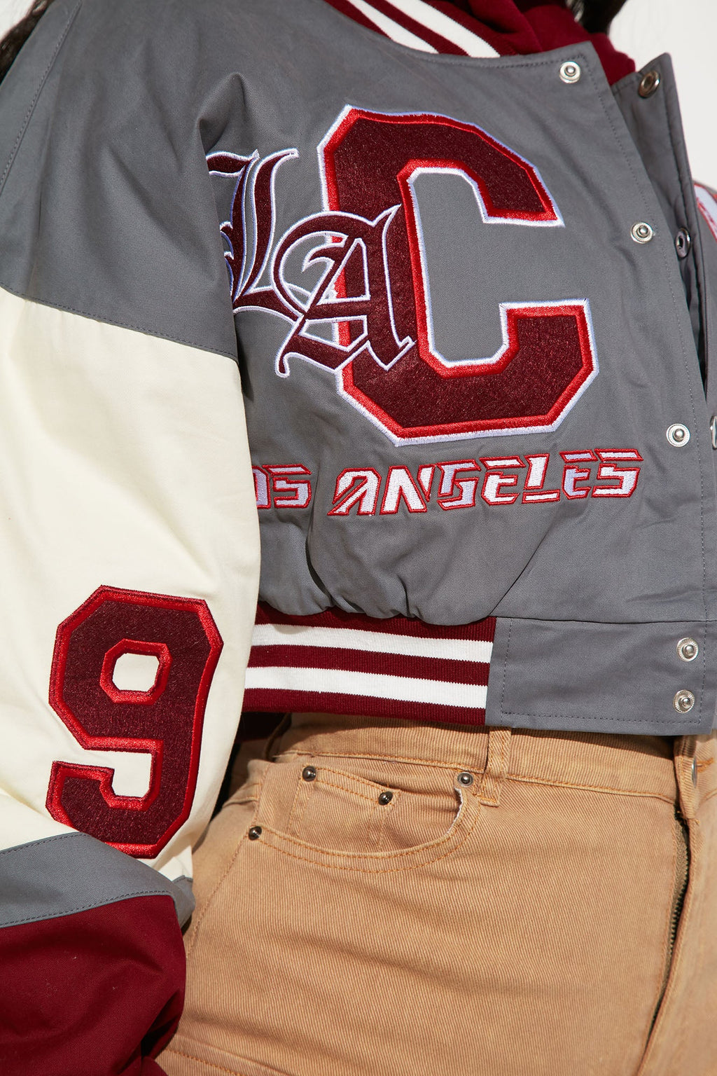 Cali Teddy Bomber Jacket - Grey/Combo