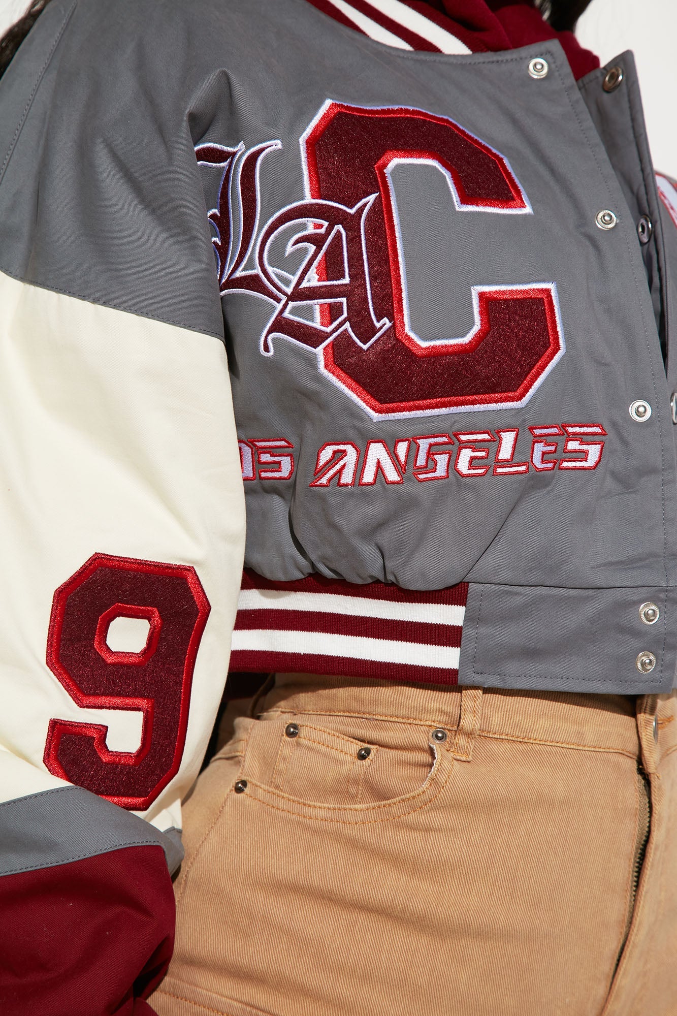 Cali Teddy Bomber Jacket - Grey/Combo