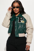 Walk The Hallways Varsity Jacket - Green/combo