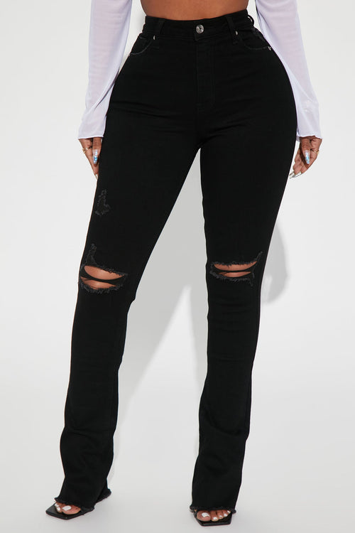 After Dark Ripped High Rise Stretch Bootcut Jeans - Black