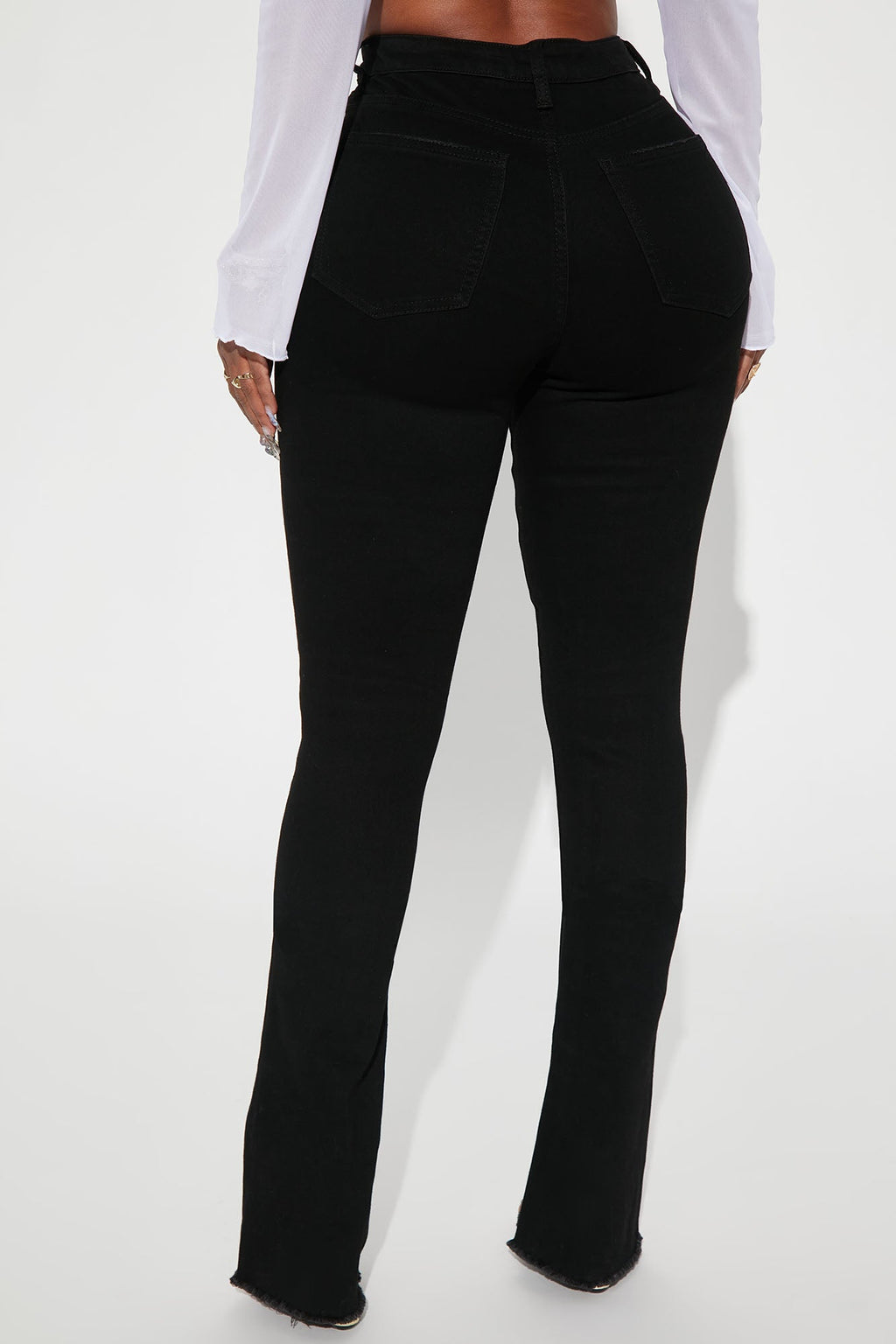 After Dark Ripped High Rise Stretch Bootcut Jeans - Black