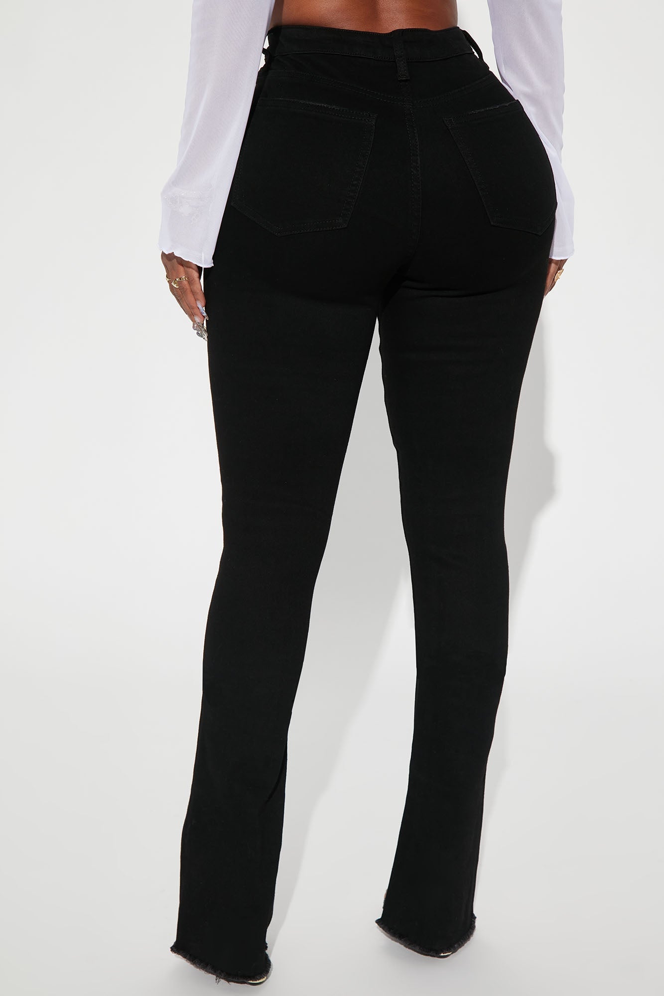 After Dark Ripped High Rise Stretch Bootcut Jeans - Black