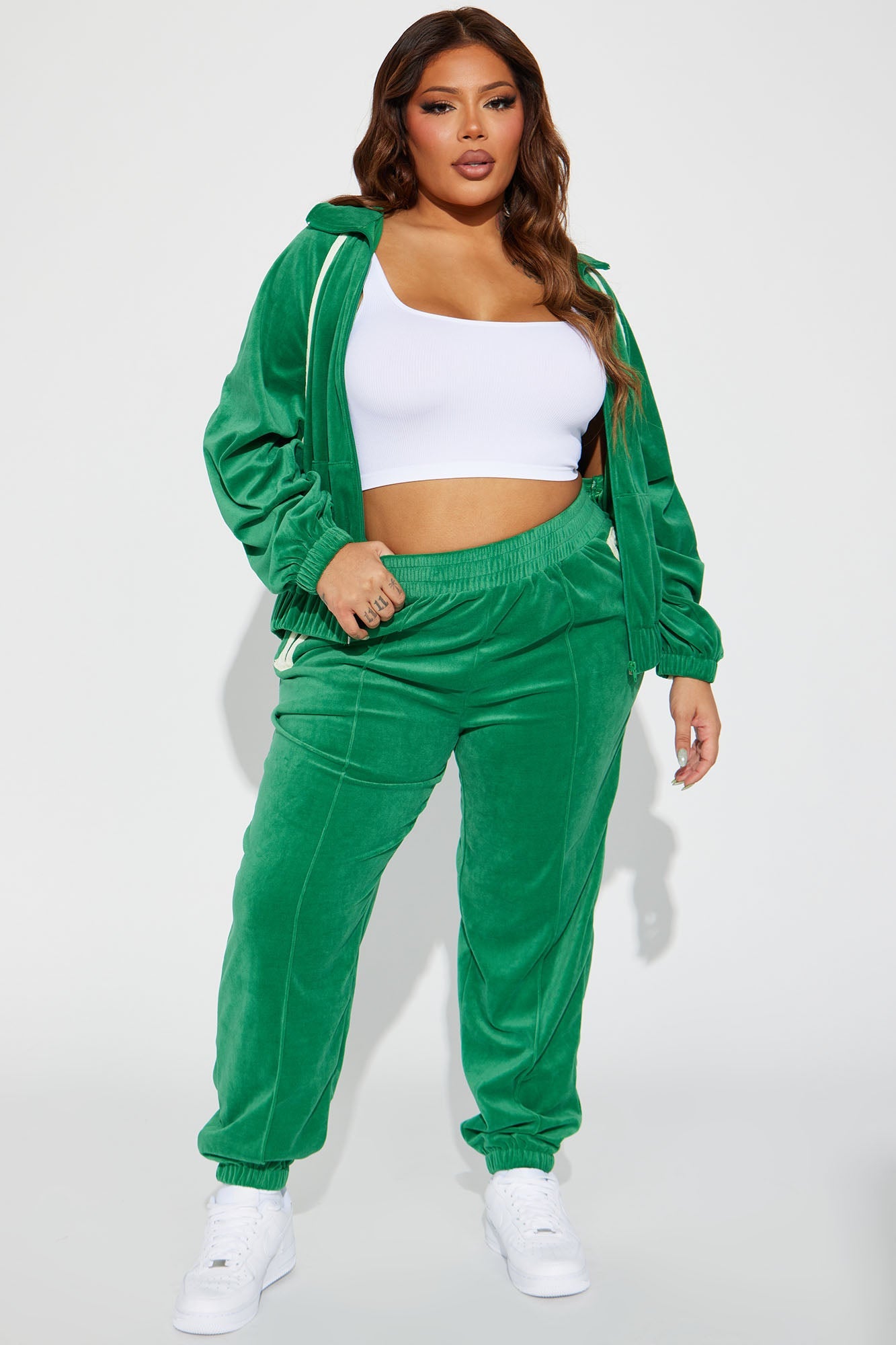 Old School Velour Jogger Set - Green