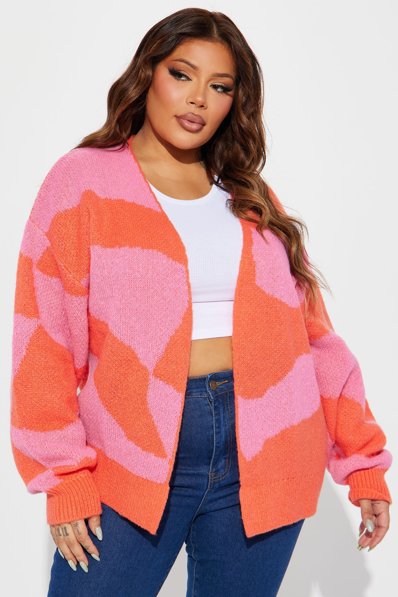 All Mixed Up Cardigan - Pink/combo
