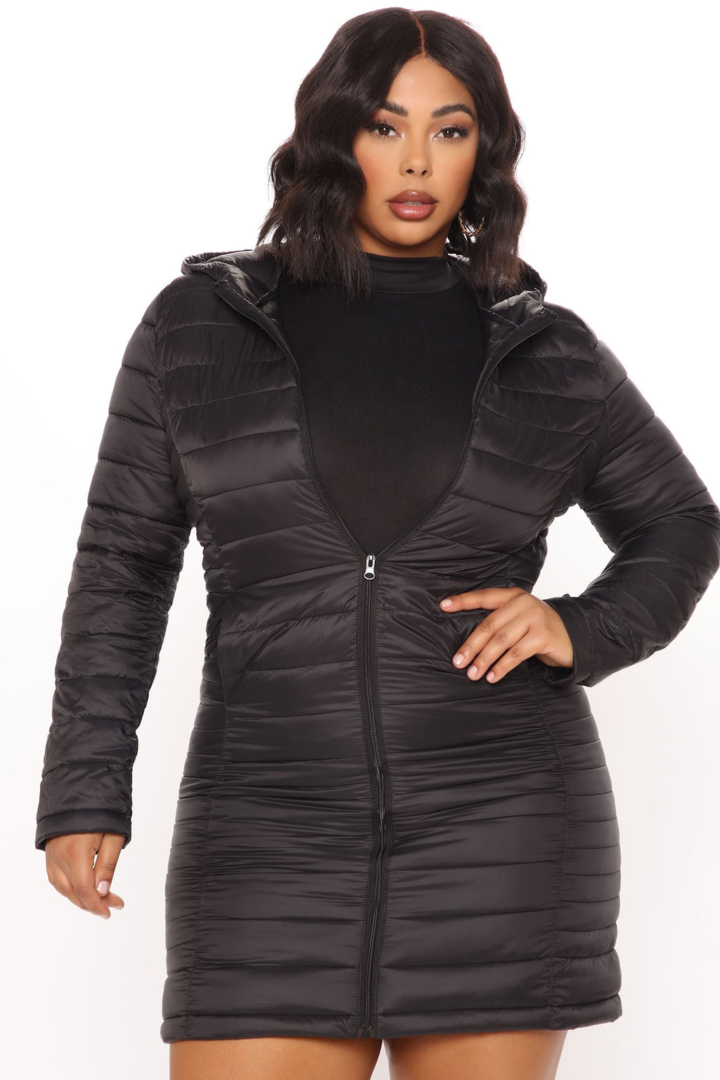 Padded Landing Puffer Coat - Black