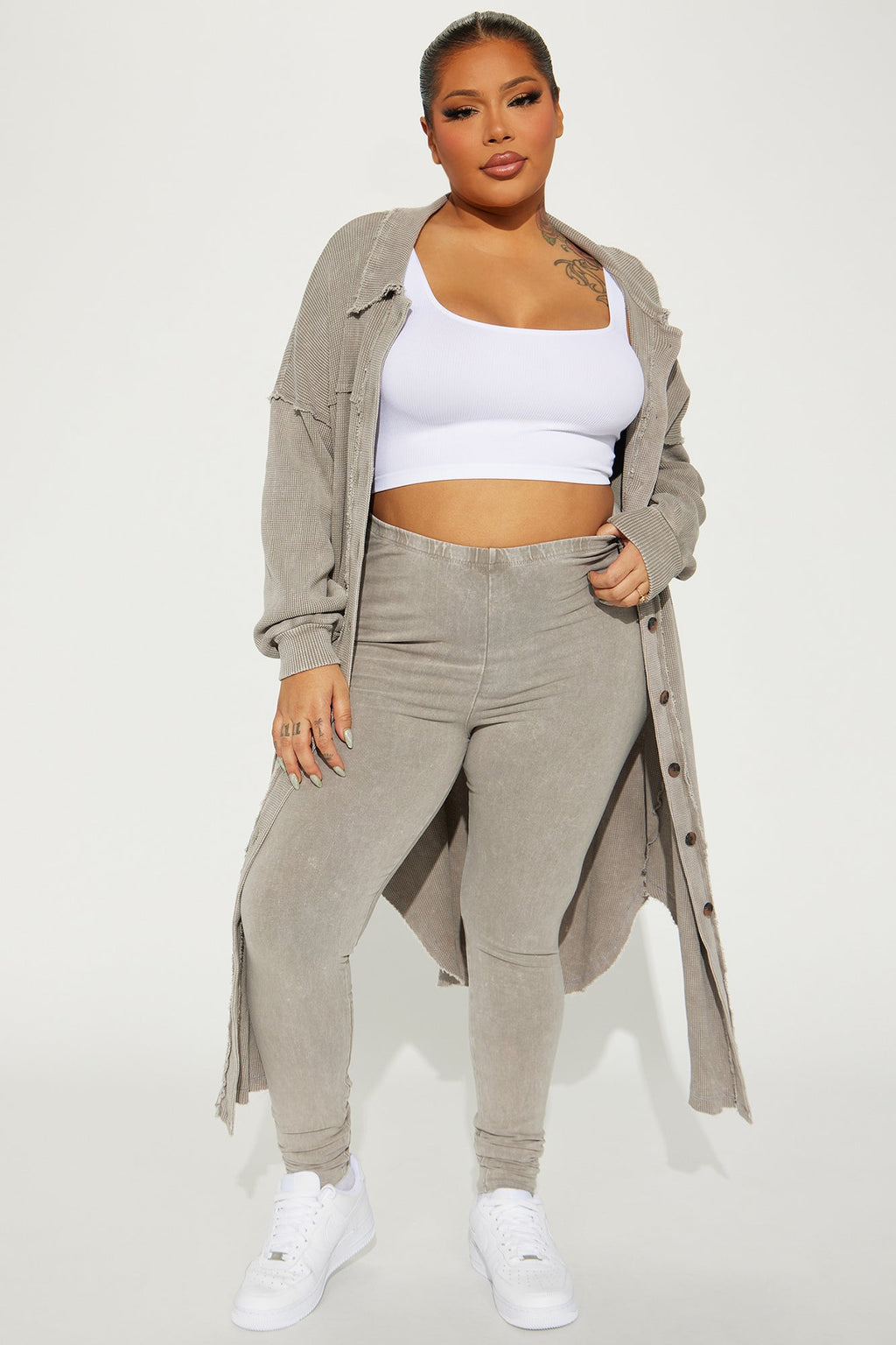 Cece Washed Legging Set - Taupe