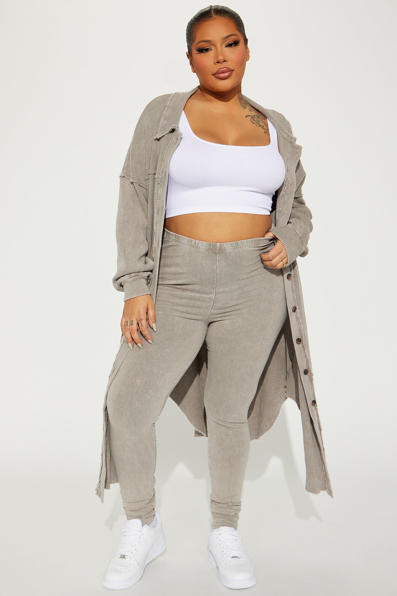 Cece Washed Legging Set - Taupe