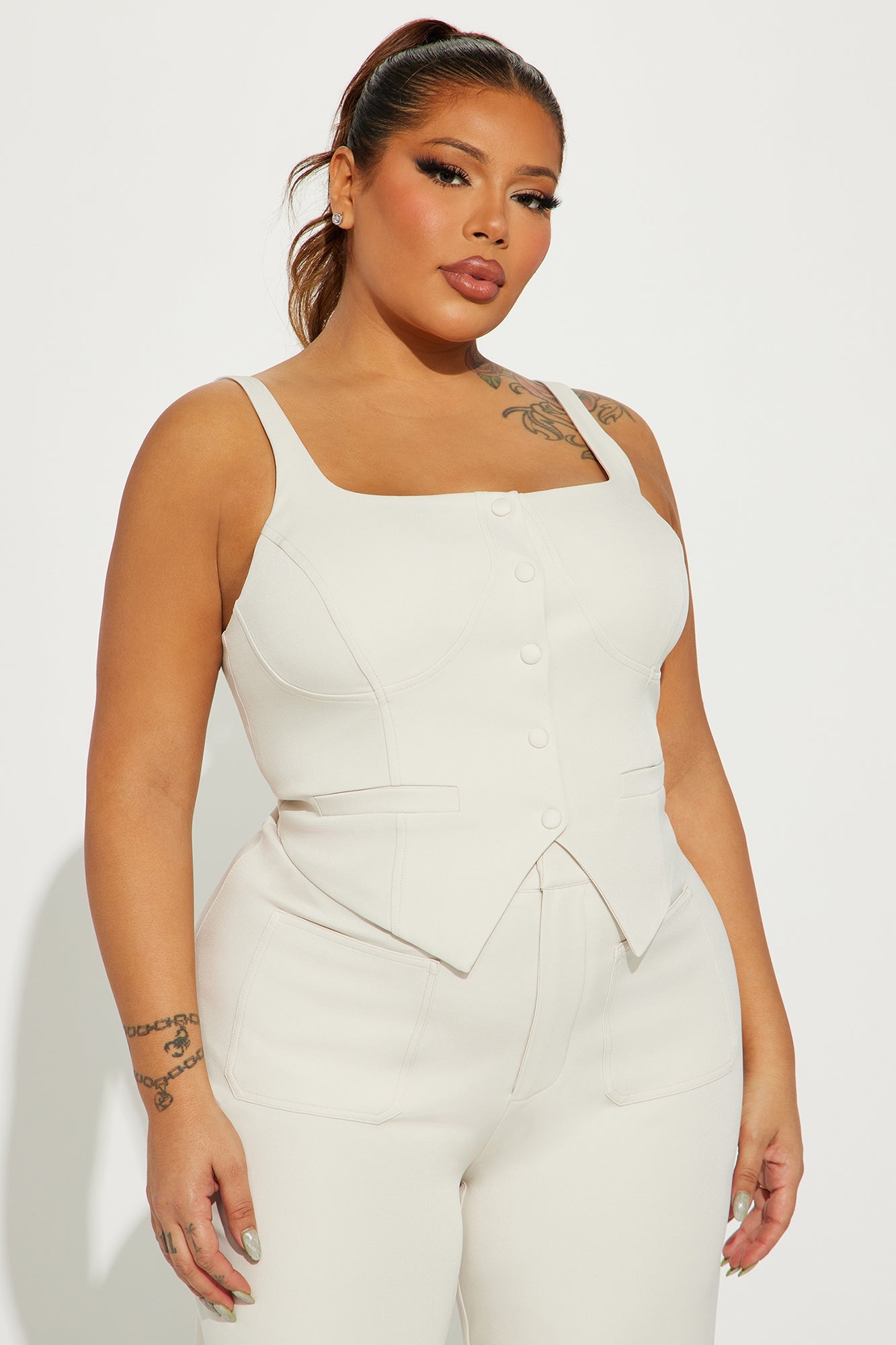 That Girl Vest Pant Set - Cream