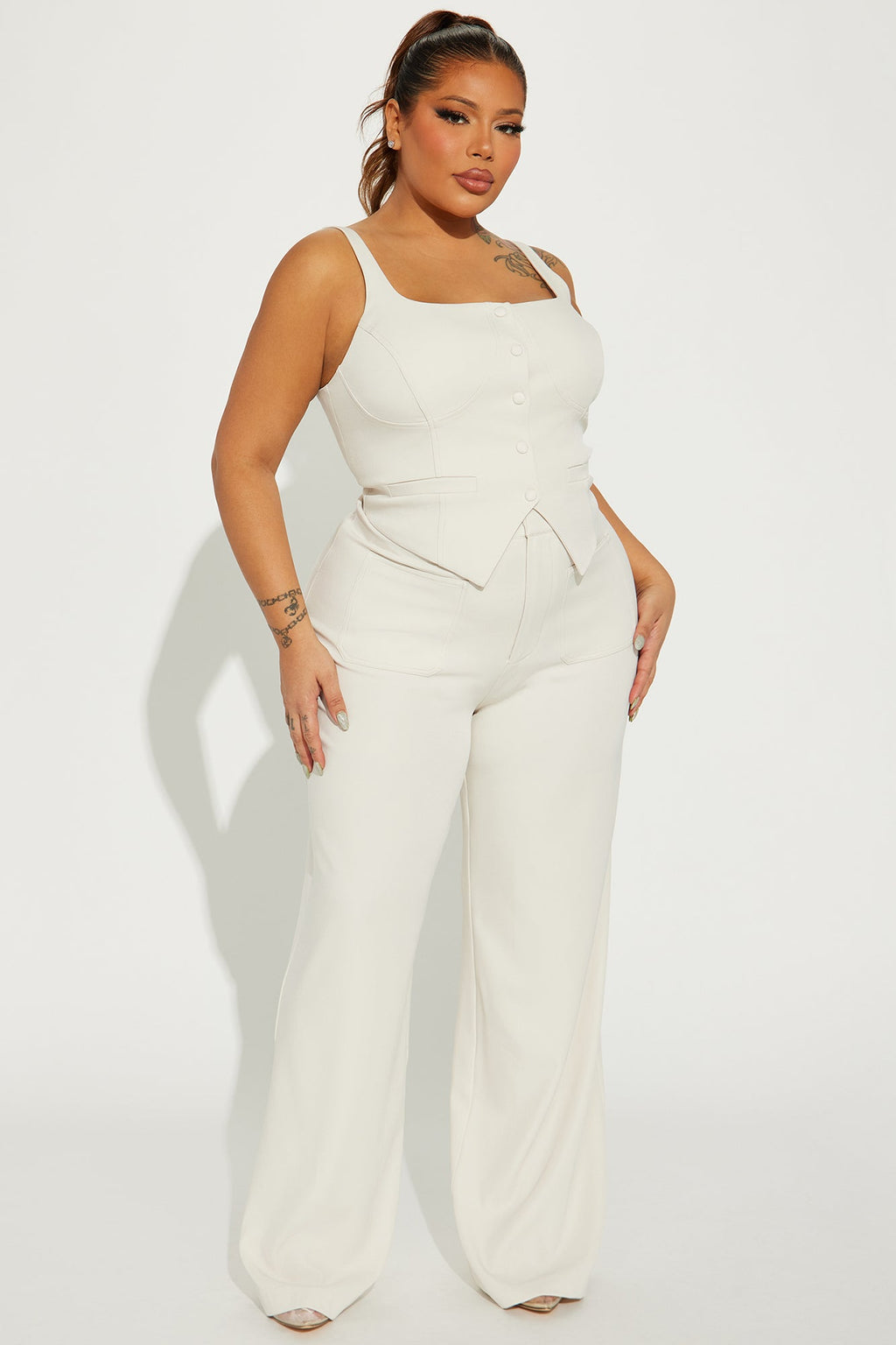 That Girl Vest Pant Set - Cream