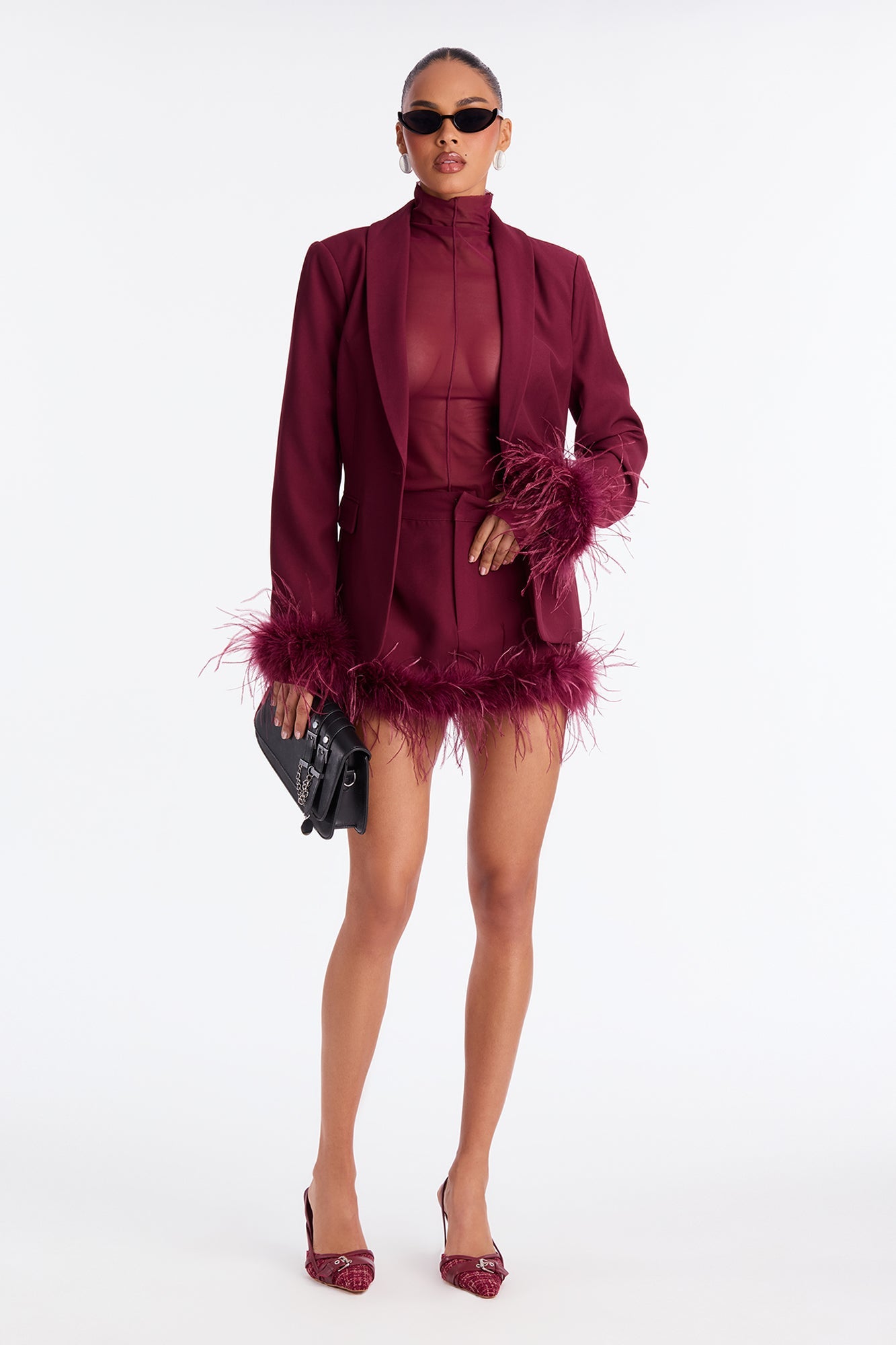 Mariah Fitted Blazer - Burgundy