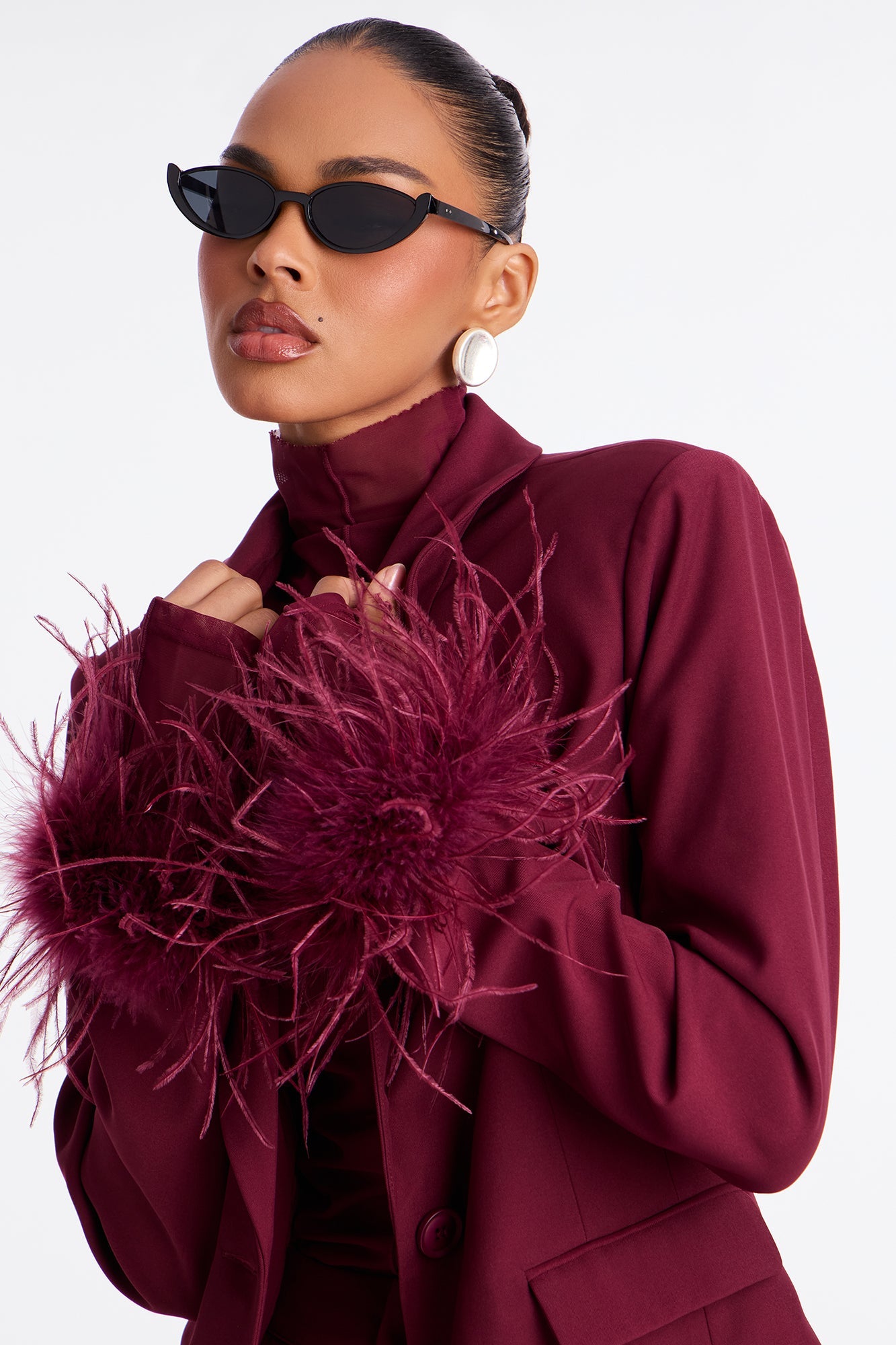 Mariah Fitted Blazer - Burgundy