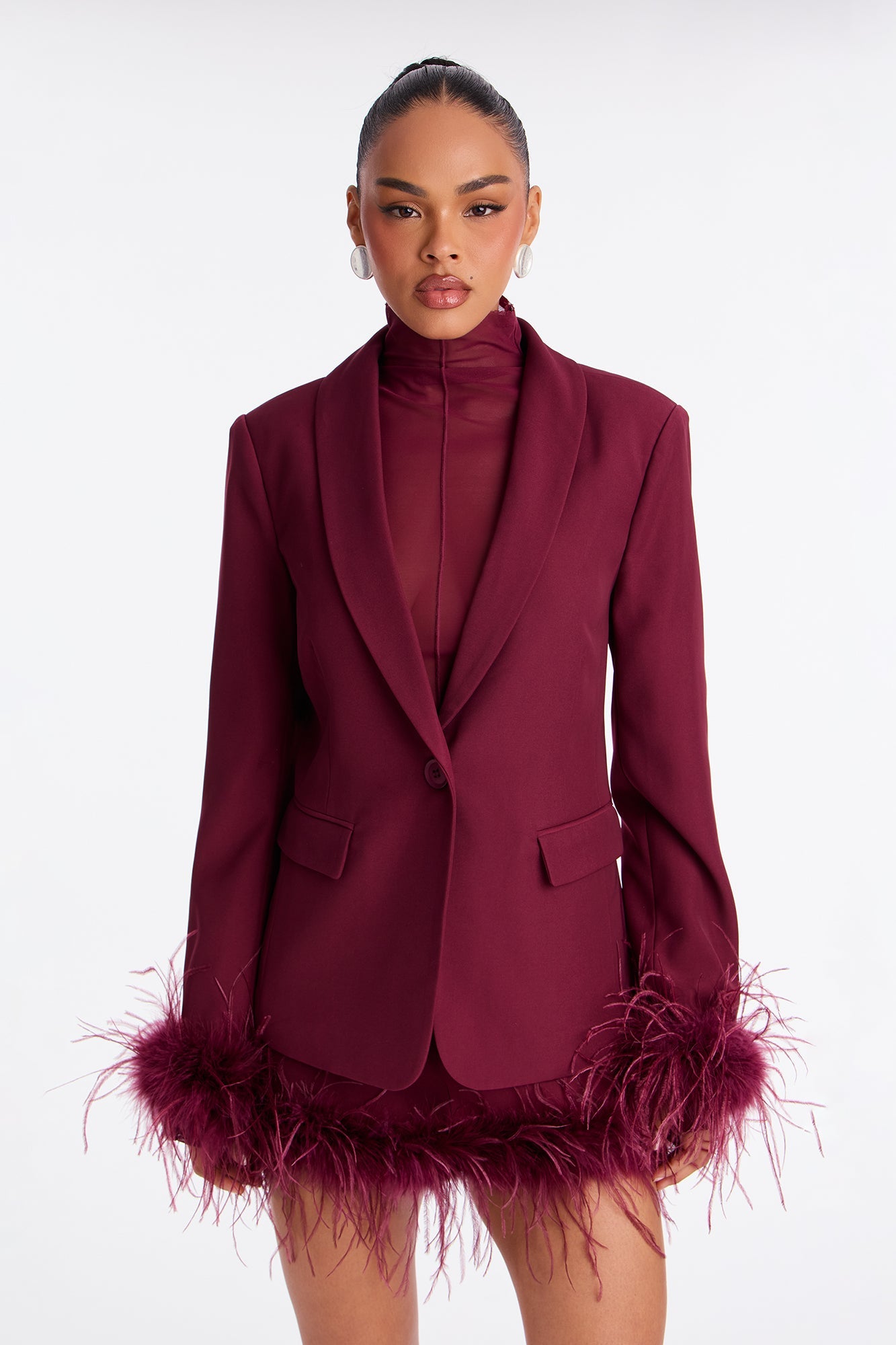 Mariah Fitted Blazer - Burgundy