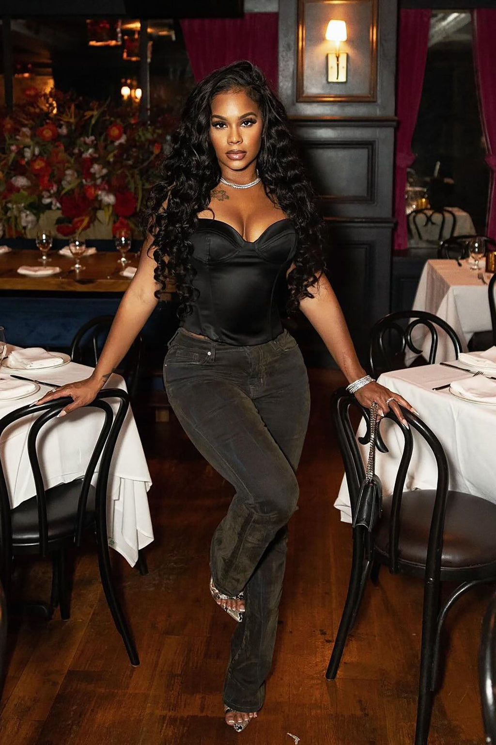 No Interruptions Velvet Bootcut Jeans - Olive