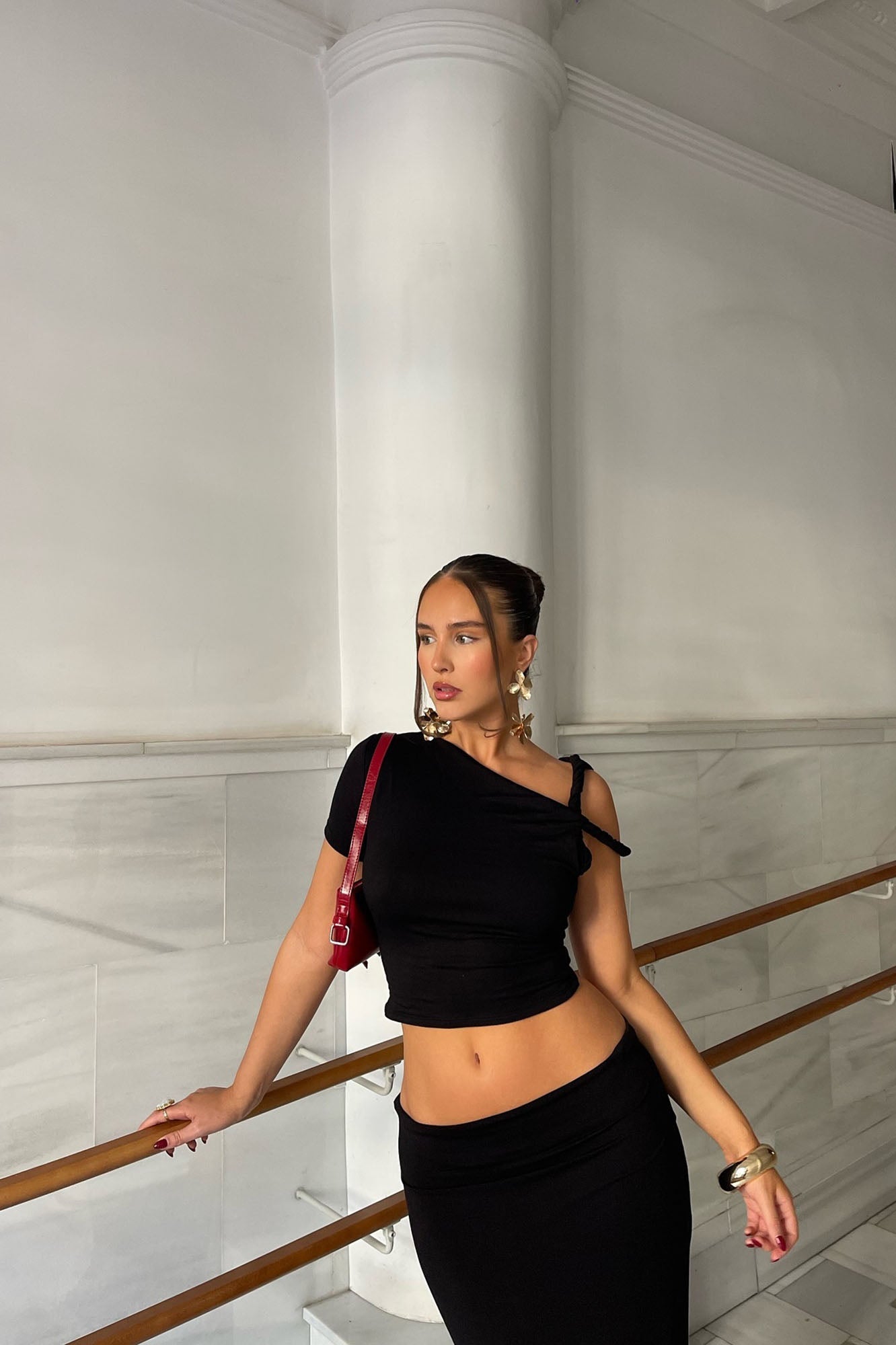 Kendra One Shoulder Top - Black