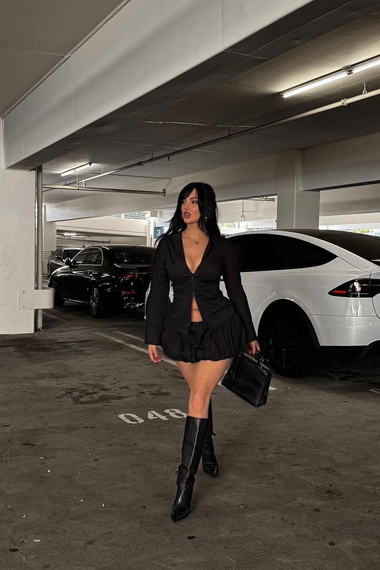 Kara Bubble Mini Skirt Set - Black