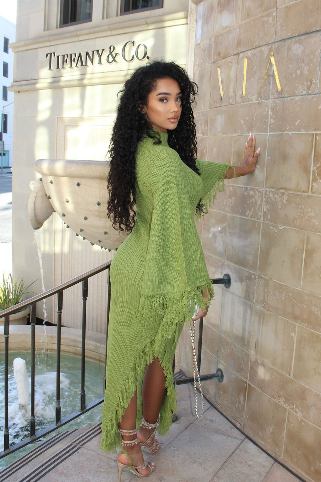 Venae Sweater Maxi Dress - Chartreuse