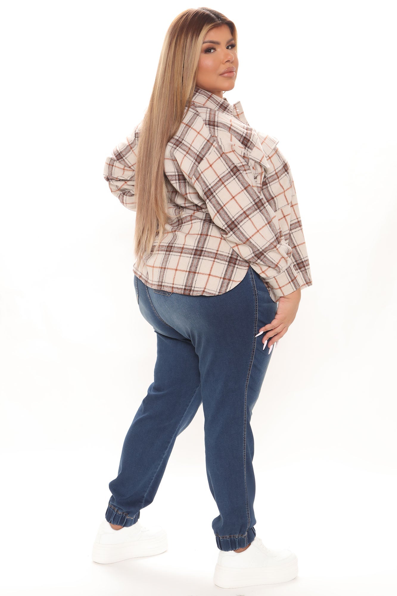 A Soft Touch Knit Denim Joggers - Dark Wash